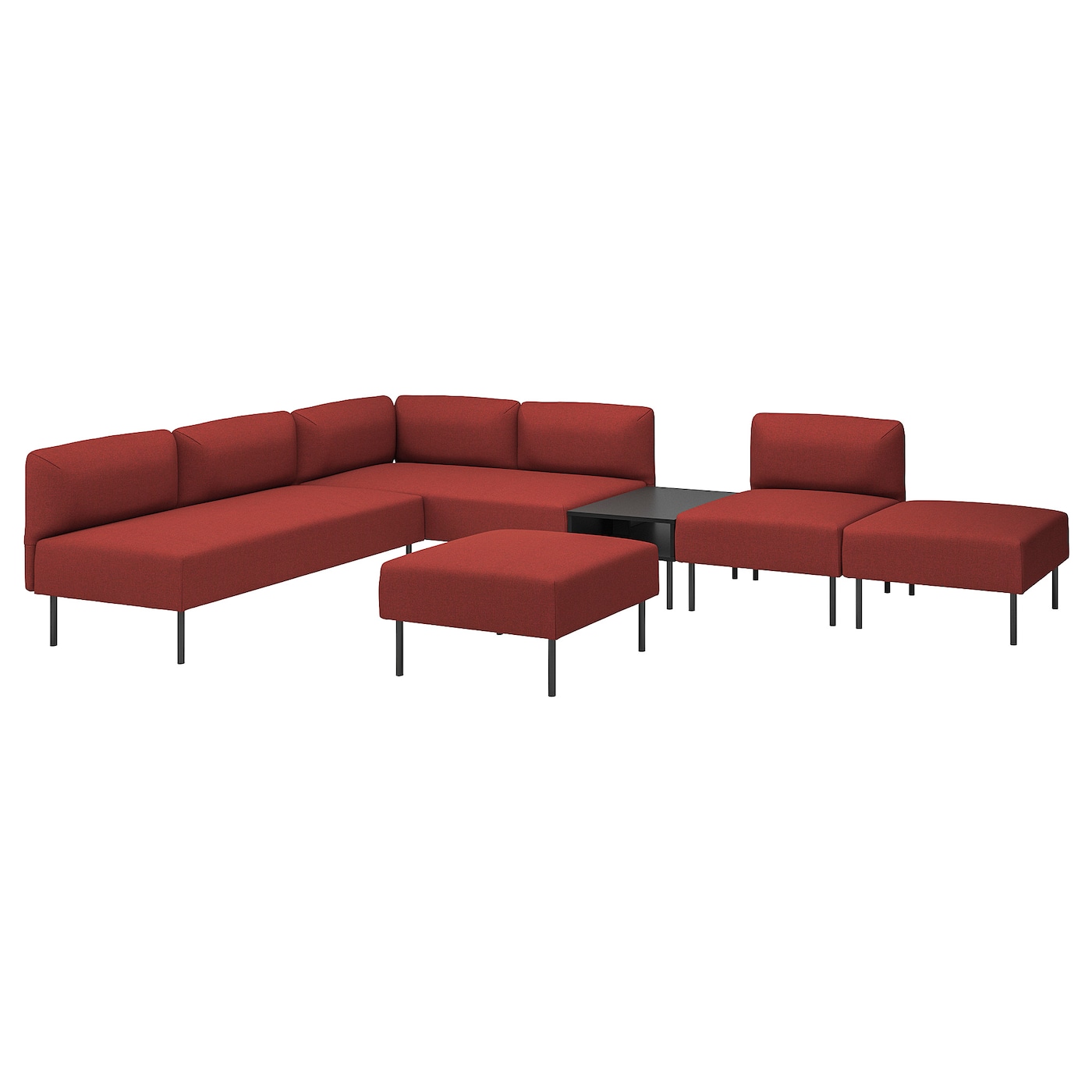 IKEA LILLEHEM 6-os sofa moduł ze stolikiem pomoc, Gunnared/brązowoczerwony metal, Szerokość: 342 cm