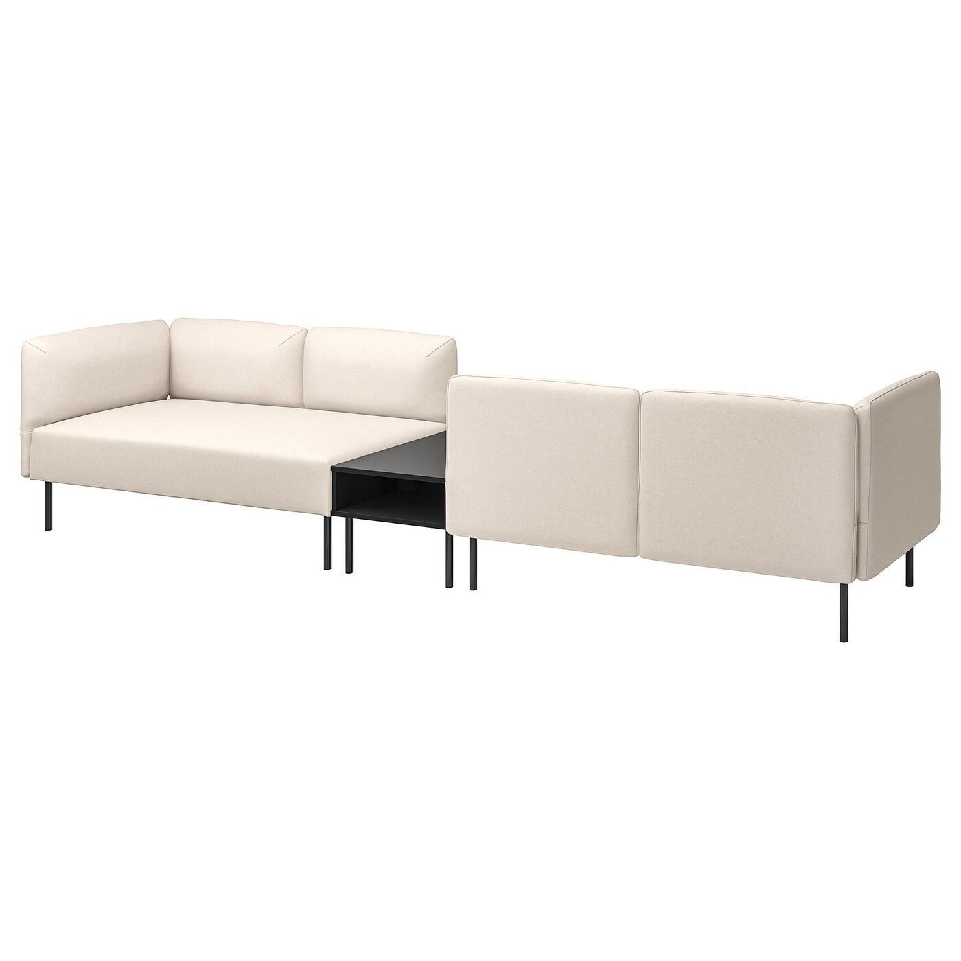 IKEA LILLEHEM 4-os sofa moduł ze stolik bocznym, Vissle beżowy/metal, Szerokość: 346 cm
