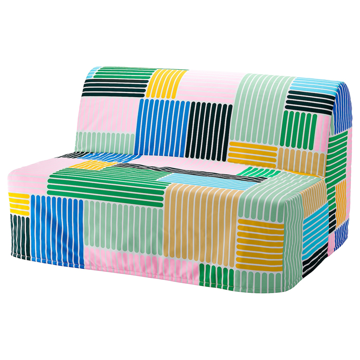 IKEA LYCKSELE HÅVET sofa 2-osobowa, rozkładana, Grindtorp wielobarwny, Szerokość: 142 cm