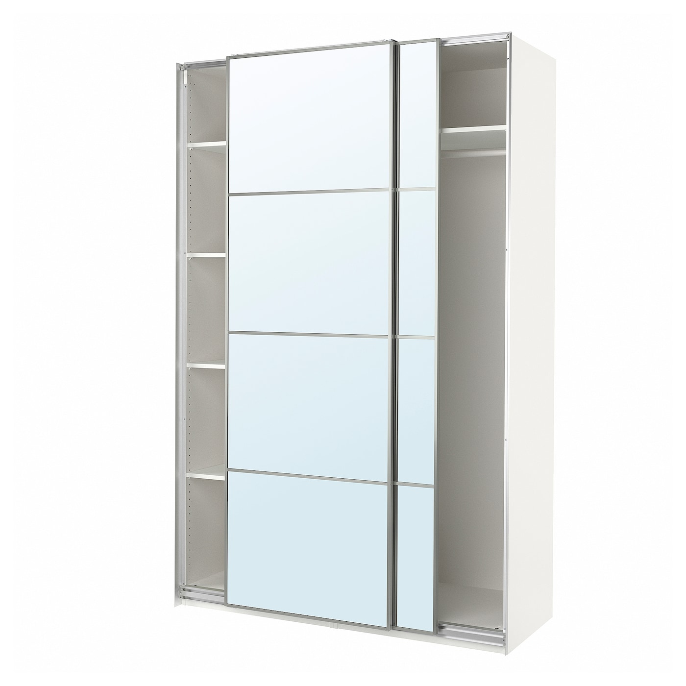 IKEA PAX / AULI szafa z przesuwanymi drzwiami, biały/lustro, 150x66x236 cm