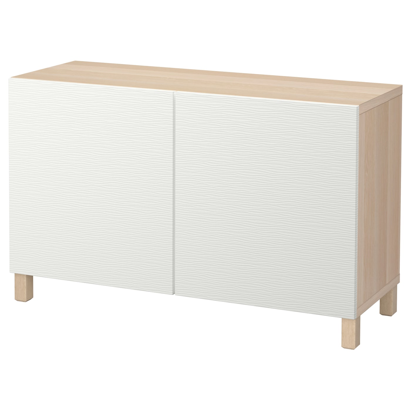 IKEA BESTÅ kombinacja z drzwiami, imitacja dębu bejcowanego na biało/Laxviken/Stubbarp biały, 120x42x74 cm