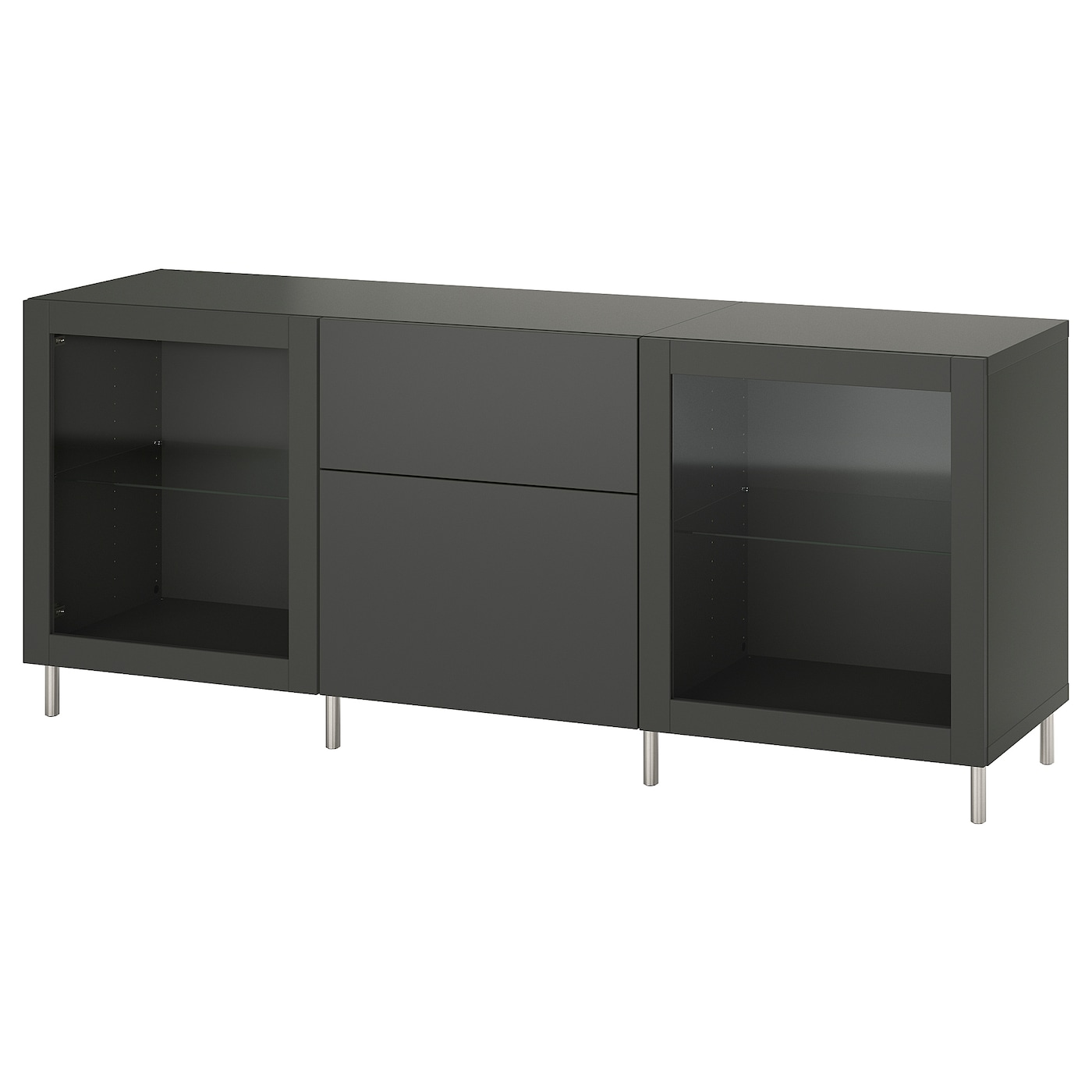 IKEA BESTÅ kombinacja z szufladami, ciemnoszary Lappviken/Sindvik ciemnoszary, 180x42x74 cm