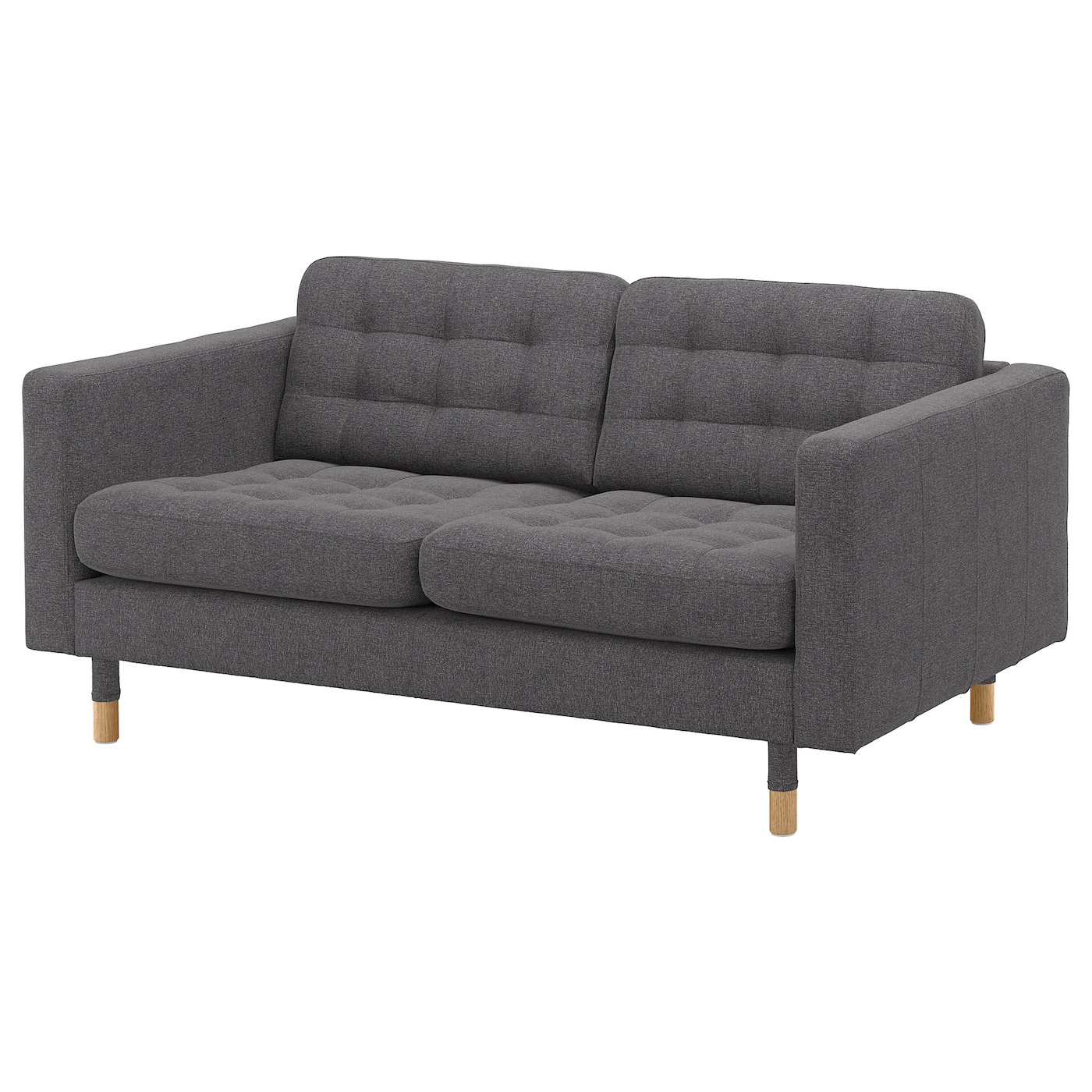 IKEA LANDSKRONA sofa 2-osobowa, Gunnared ciemnoszary/drewno, Szerokość: 164 cm