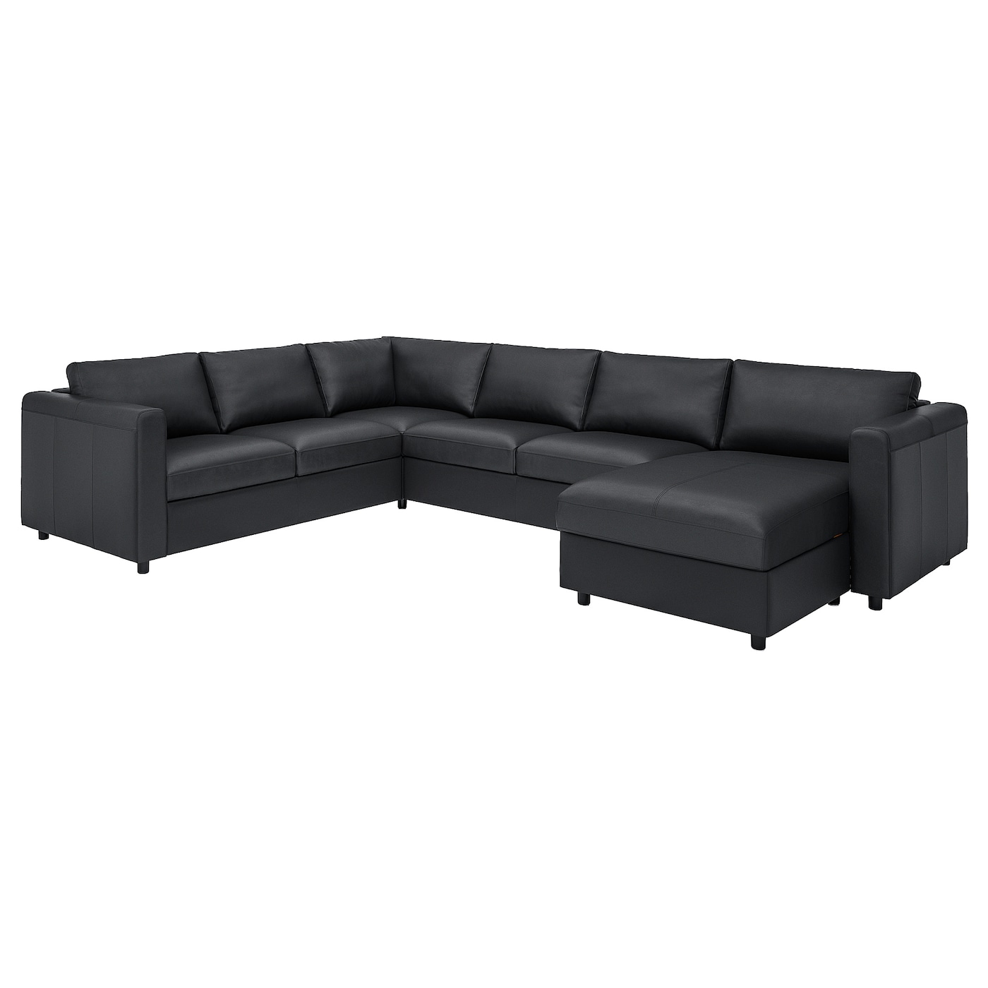 IKEA VIMLE sofa narożna 5-osobowa, z szezlongiem/Grann/Bomstad czarny, Wysokość z poduchami oparcia: 80 cm