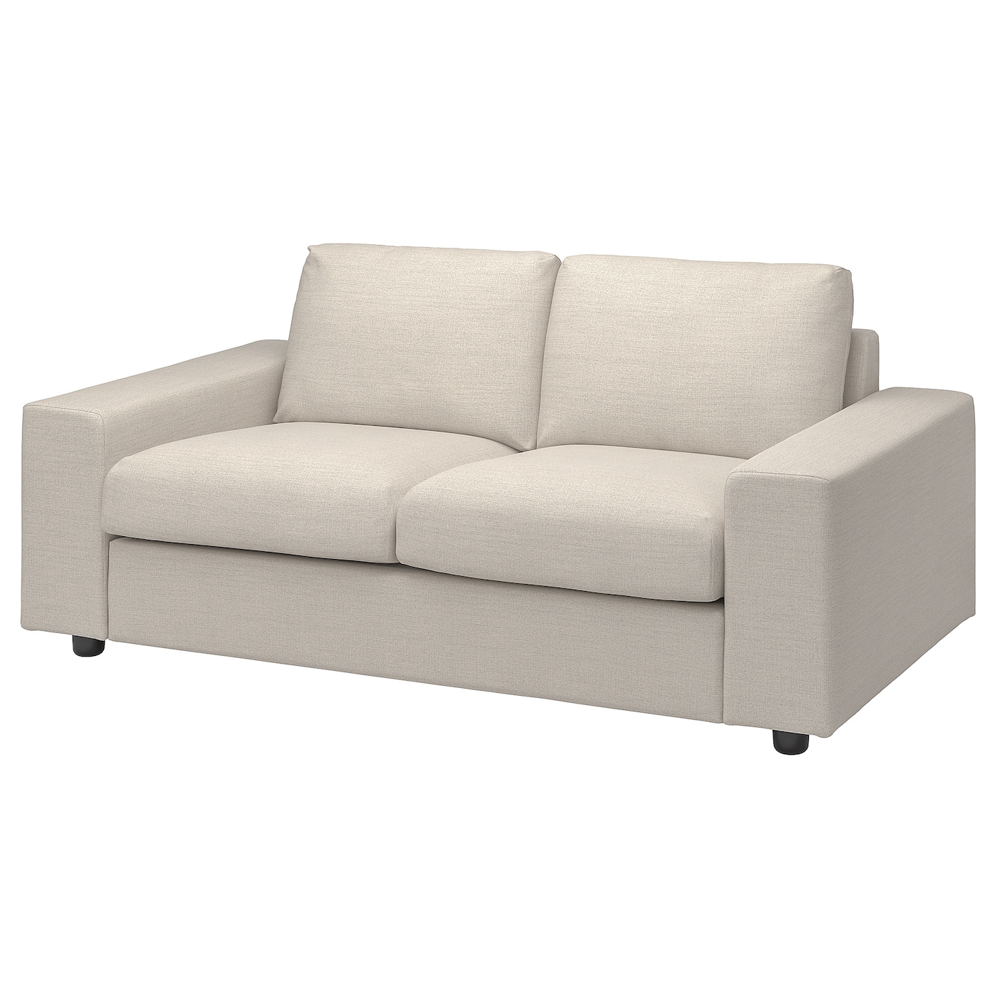 IKEA VIMLE sofa 2-osobowa, z szerokimi podłokietnikami/Gunnared beżowy, Wysokość z poduchami oparcia: 83 cm