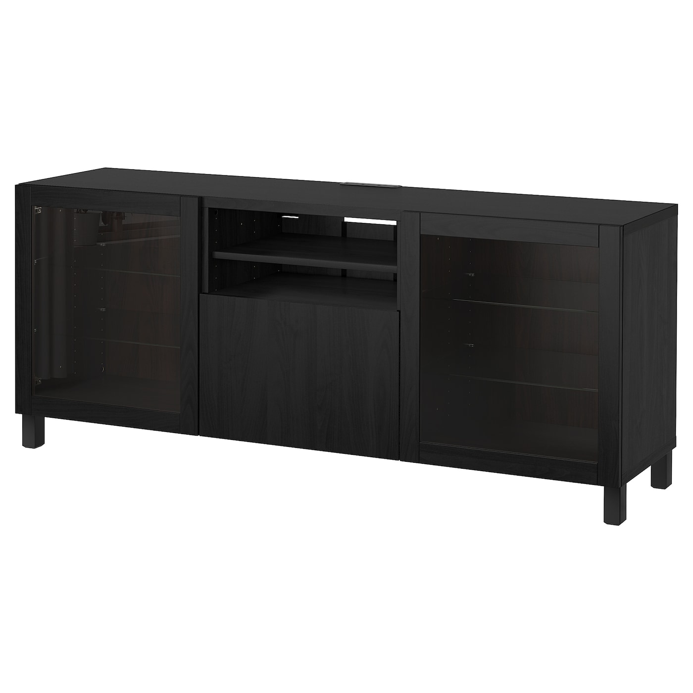 IKEA BESTÅ ława TV z drzwiami i szufladami, czarnybrąz/Lappviken/Stubbarp Sindvik, 180x42x74 cm