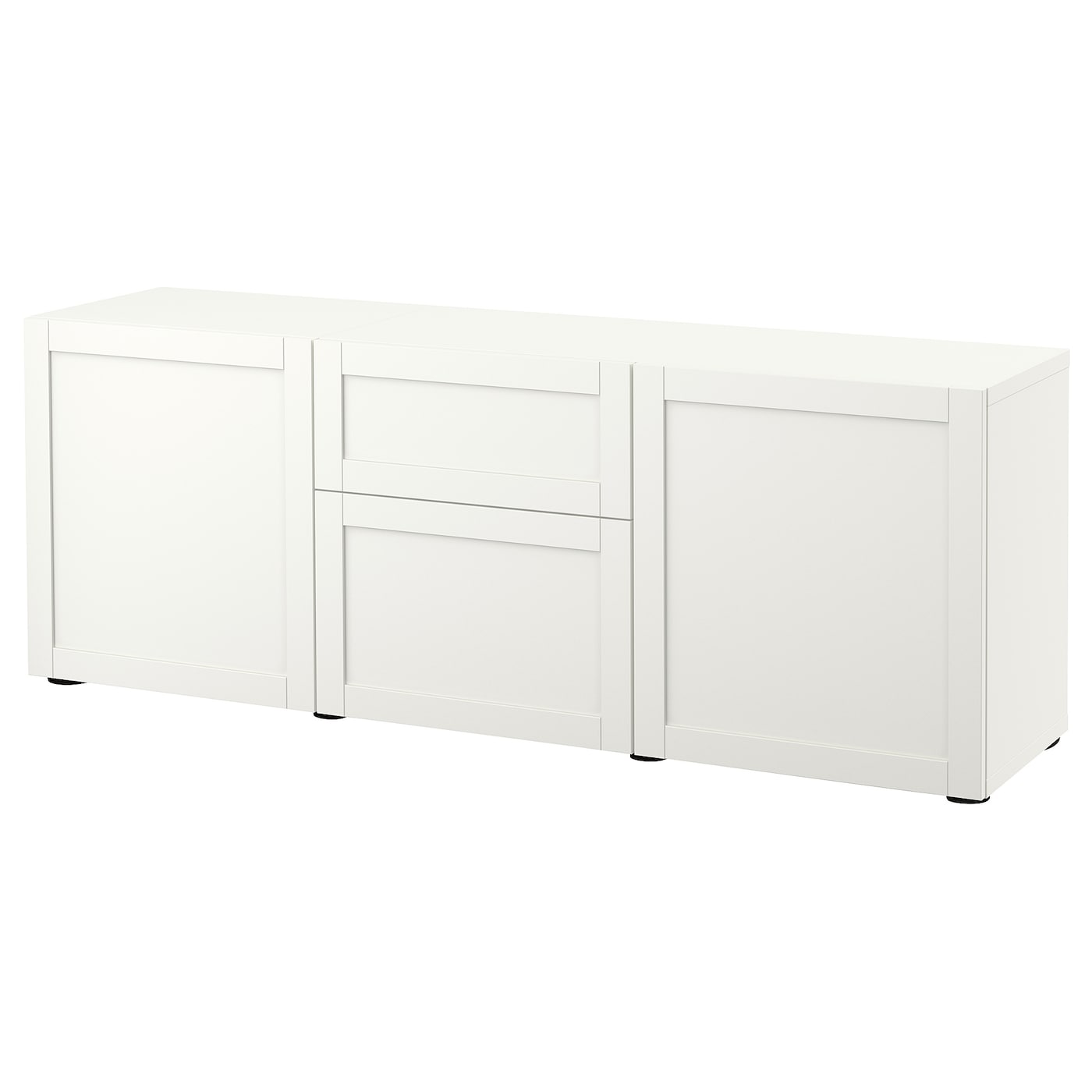 IKEA BESTÅ kombinacja z szufladami, biały/Hanviken biały, 180x42x65 cm