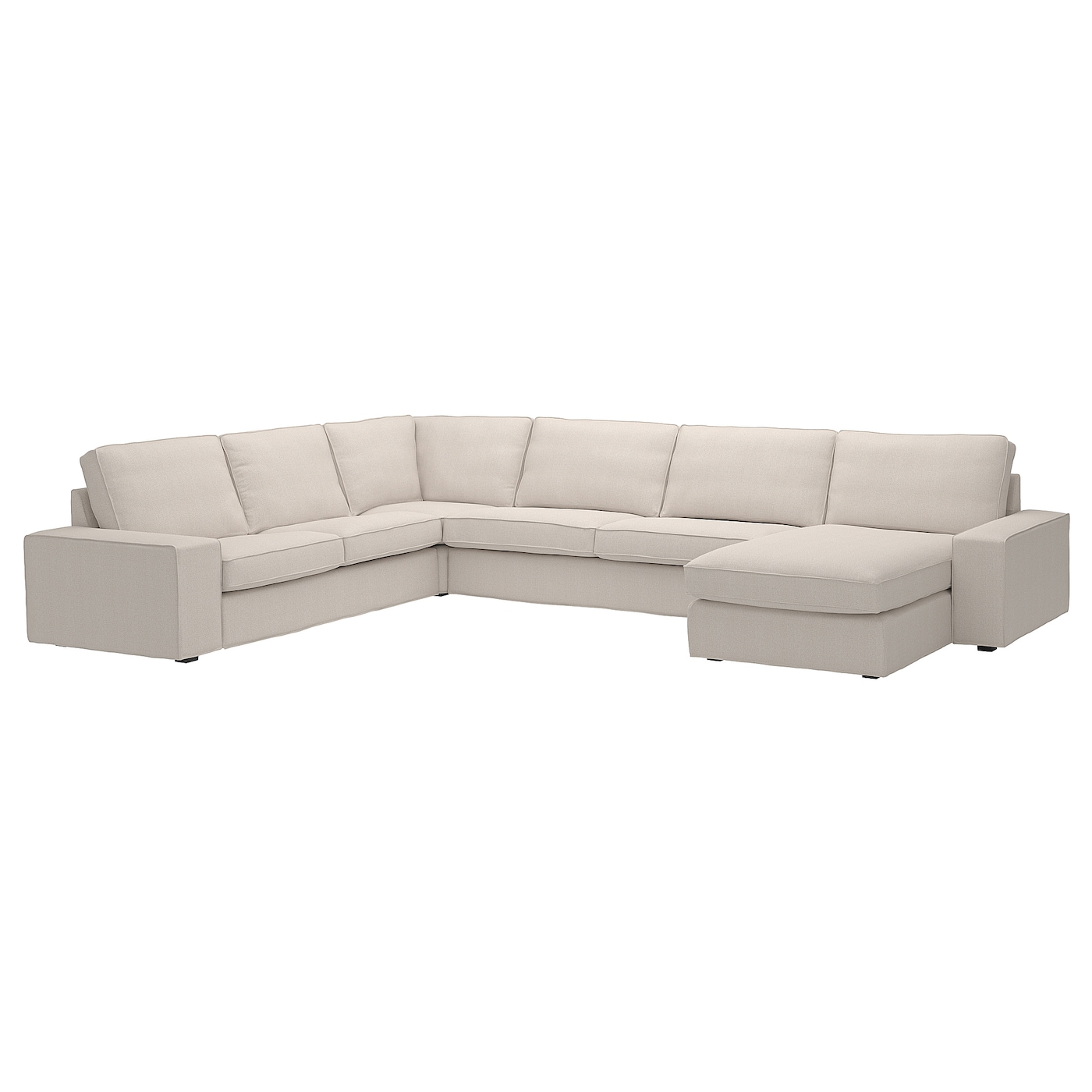 IKEA KIVIK sofa narożna 6-osobowa z szezl, Tresund jasnobeżowy, Głębokość szezlonga: 163 cm