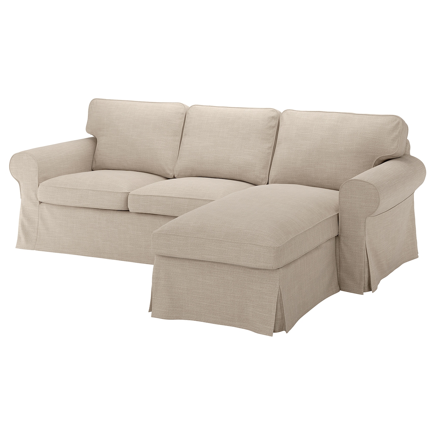 IKEA EKTORP sofa 3-osobowa, z szezlongiem/Hillared beżowy, Szerokość: 252 cm