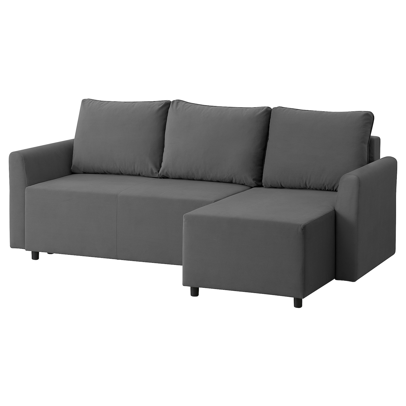 IKEA BRISSUND 3-os sofa rozkładana z szezlongiem, Hakebo ciemnoszary, Szerokość: 230 cm