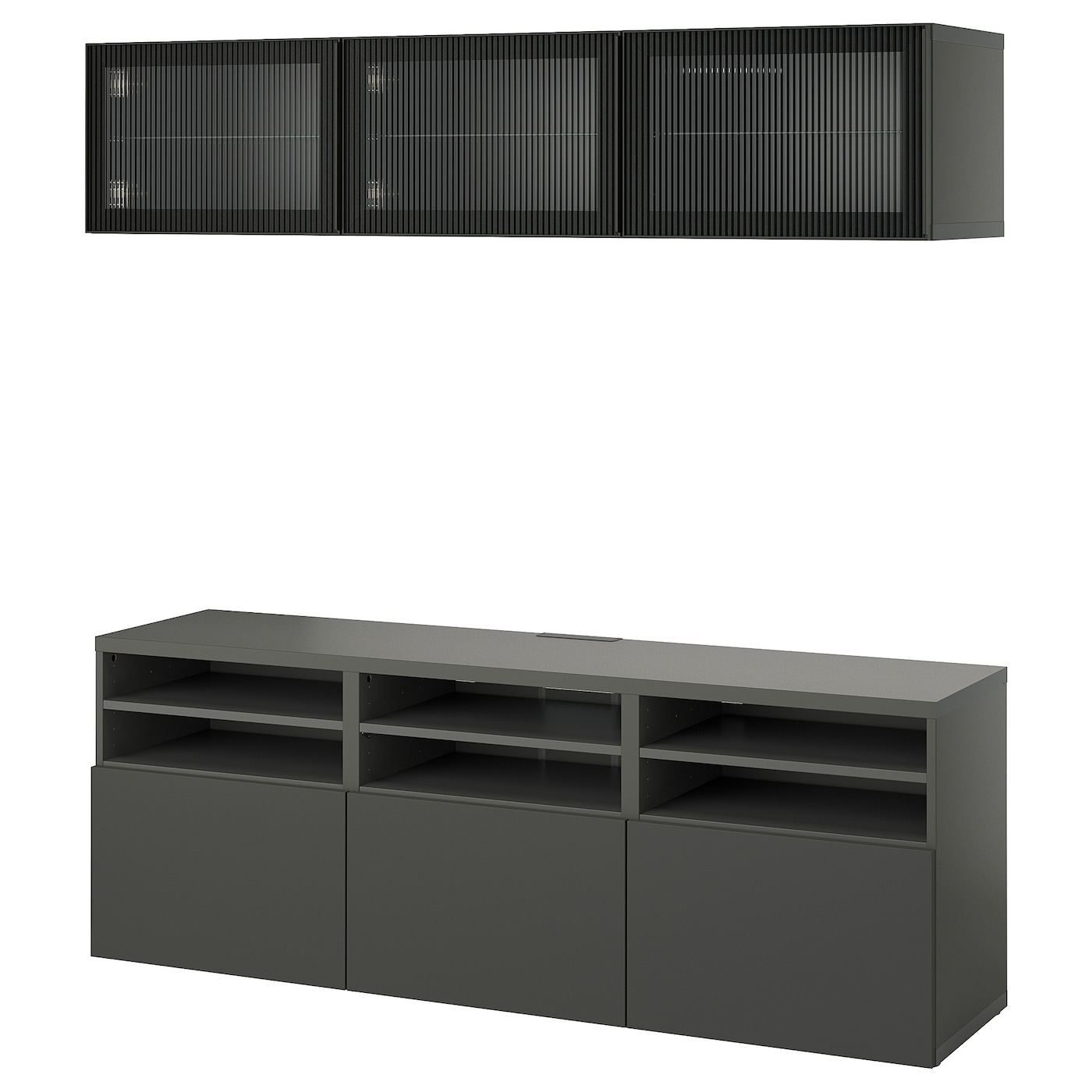 IKEA BESTÅ kombinacja na TV/szklane drzwi, ciemnoszary Lappviken/Fällsvik antracyt, 180x42x192 cm
