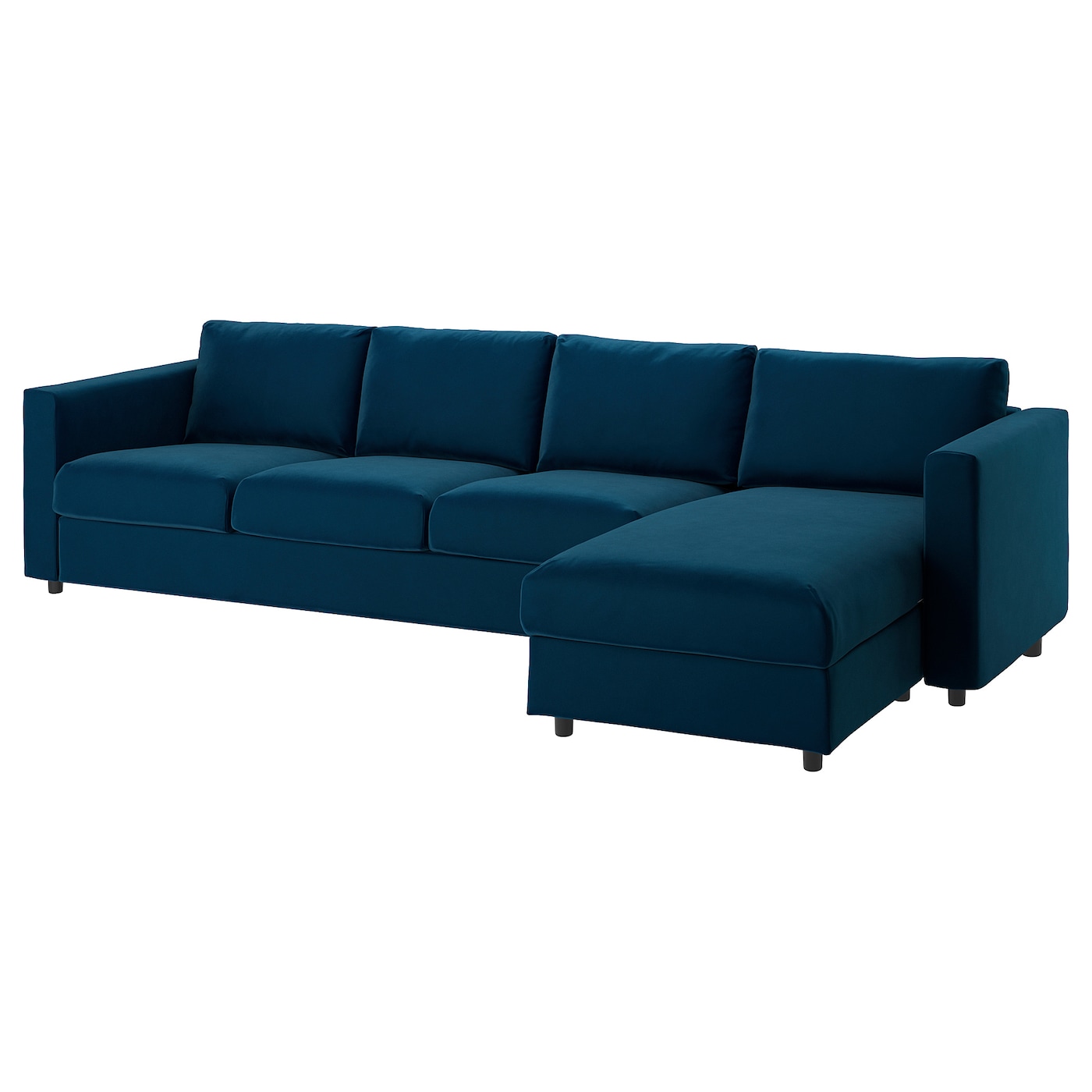 IKEA VIMLE sofa 4-osobowa, z szezlongiem/Djuparp ciemnozielononiebieski, Wysokość z poduchami oparcia: 83 cm