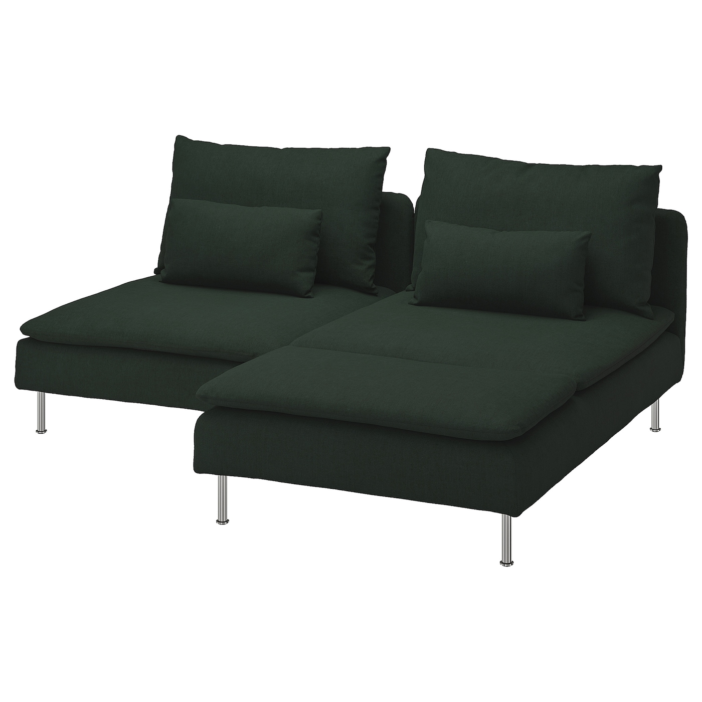 IKEA SÖDERHAMN Sofa 2-os. z leżanką, Tallmyra ciemnozielony, Wysokość z poduchami oparcia: 83 cm