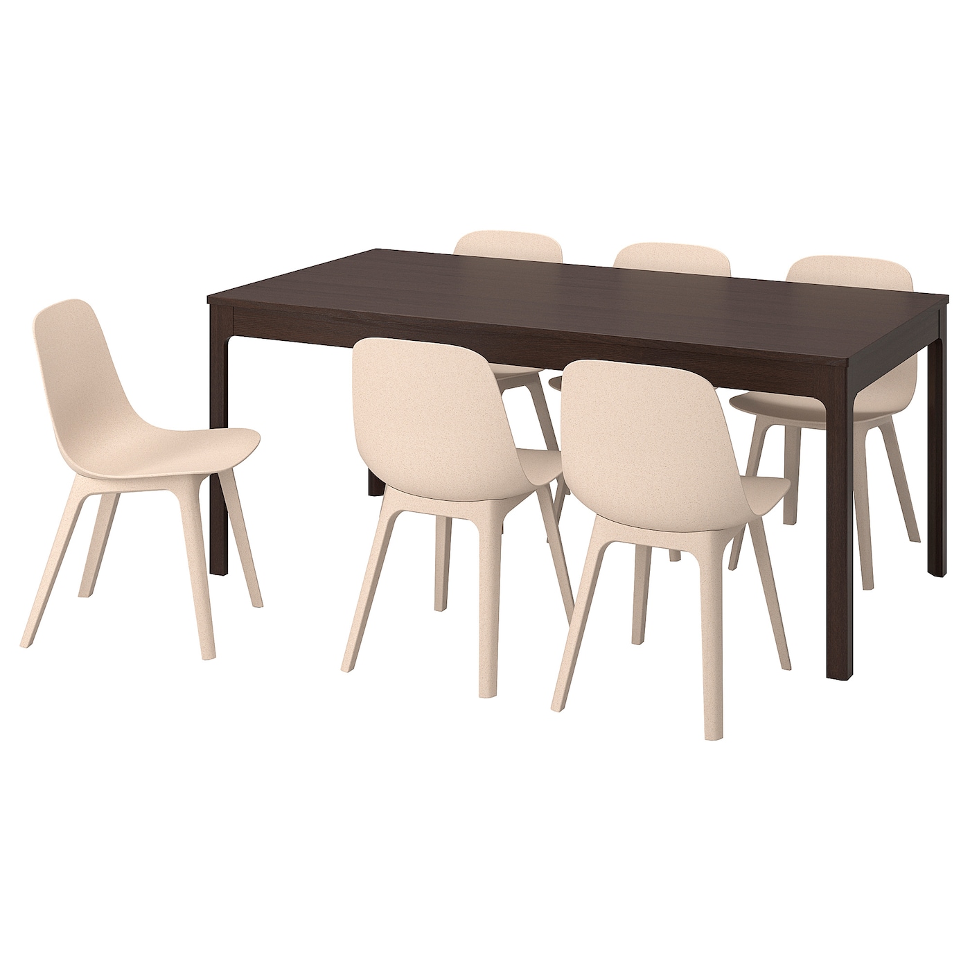 IKEA EKEDALEN / ODGER stół i 6 krzeseł, ciemnobrązowy/biały beżowy, 180/240 cm