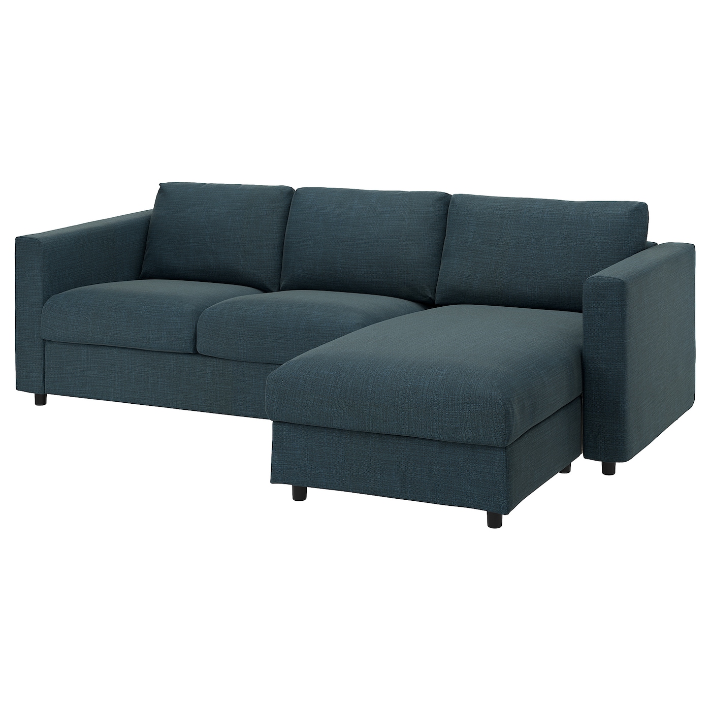 IKEA VIMLE sofa 3-osobowa, z szezlongiem/Hillared granatowy, Wysokość z poduchami oparcia: 83 cm
