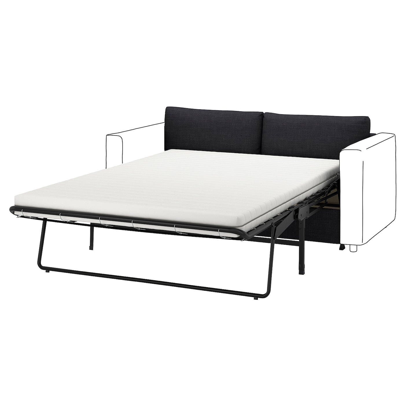IKEA VIMLE sekcja 2-os sofa rozkładana, Hillared antracyt, Wysokość łóżka: 53 cm