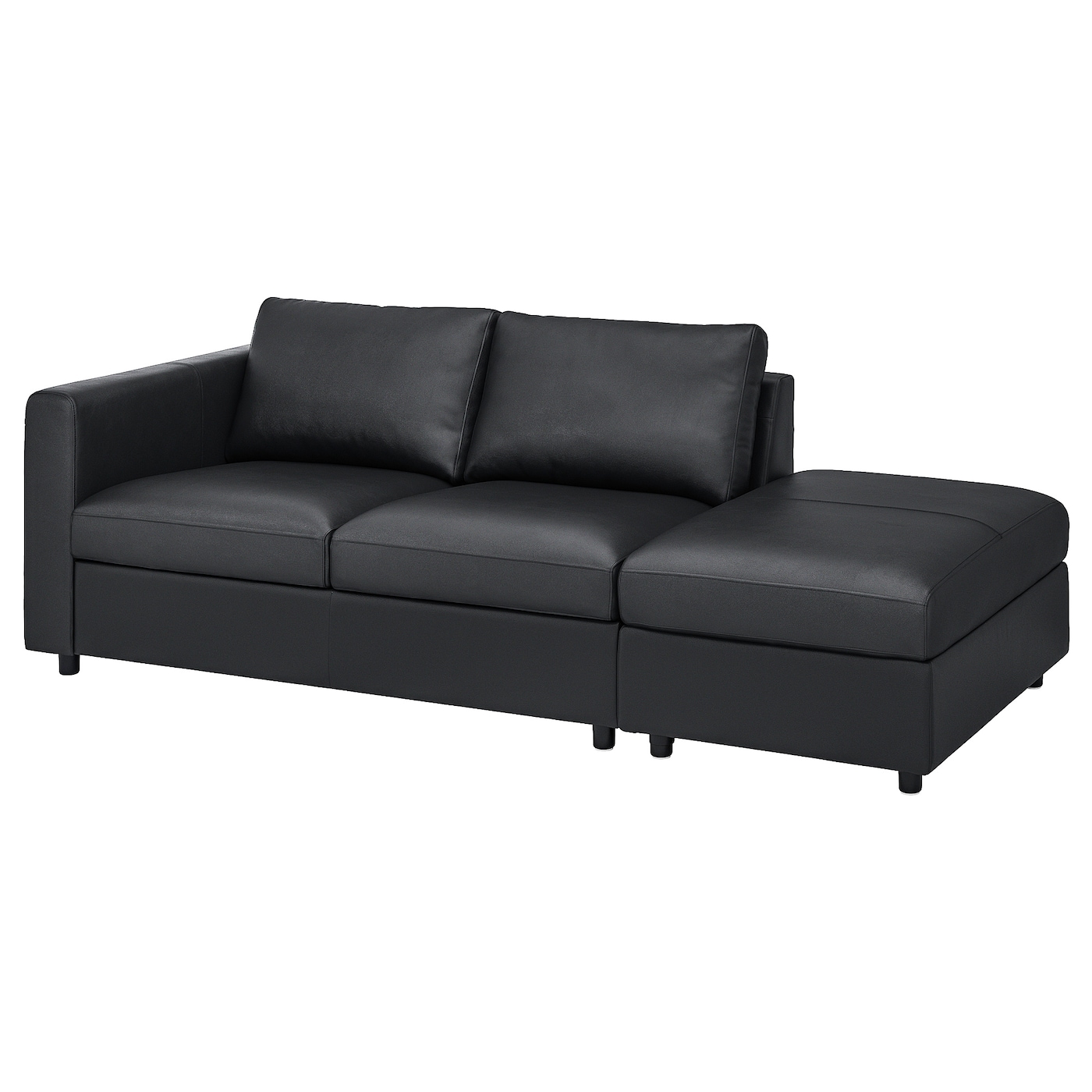 IKEA VIMLE sofa 3-osobowa, z otwartym końcem/Grann/Bomstad czarny, Wysokość z poduchami oparcia: 80 cm