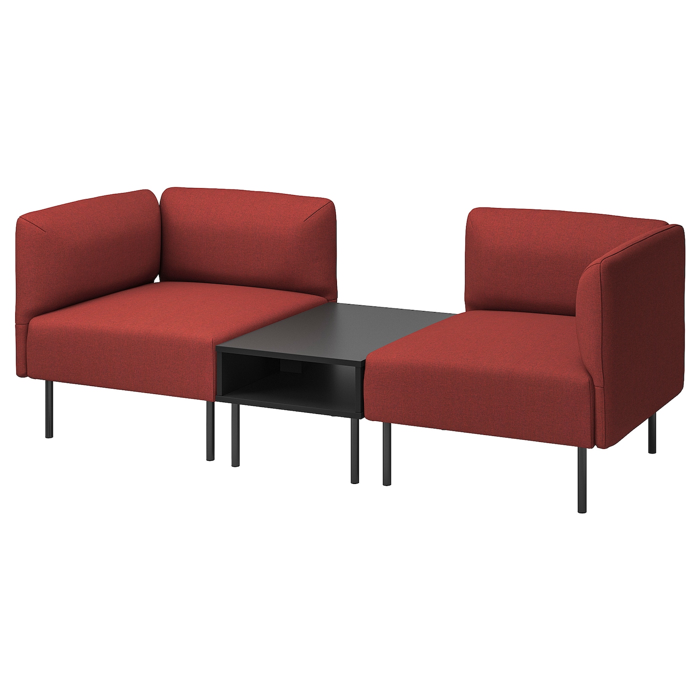 IKEA LILLEHEM 2-os sofa moduł ze stolik bocznym, Gunnared/brązowoczerwony metal, Szerokość: 202 cm