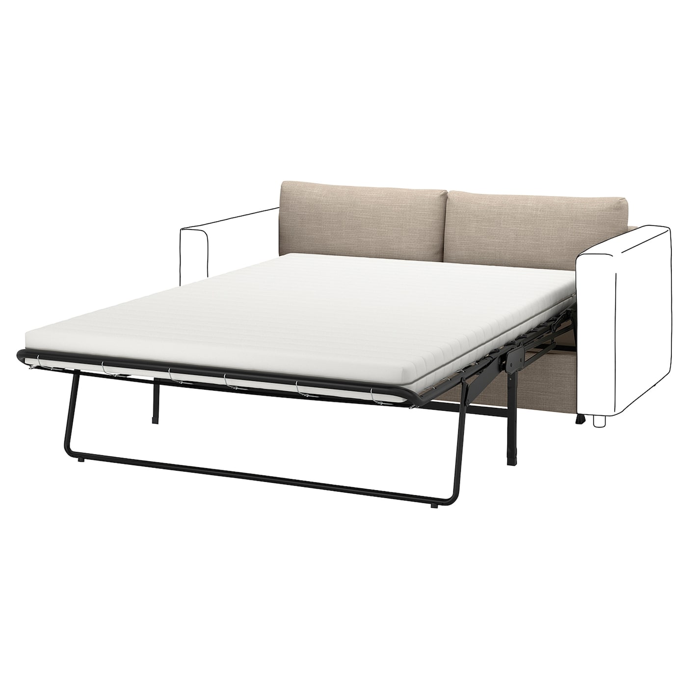 IKEA VIMLE sekcja 2-os sofa rozkładana, Hillared beżowy, Wysokość łóżka: 53 cm