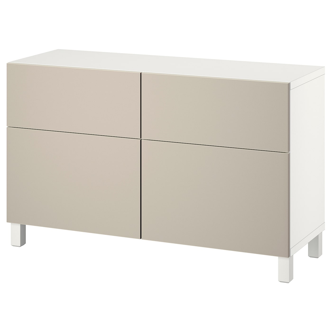 IKEA BESTÅ kombinacja regałowa z drzw/szuf, biały/Lappviken/Stubbarp jasny szarobeżowy, 120x42x74 cm