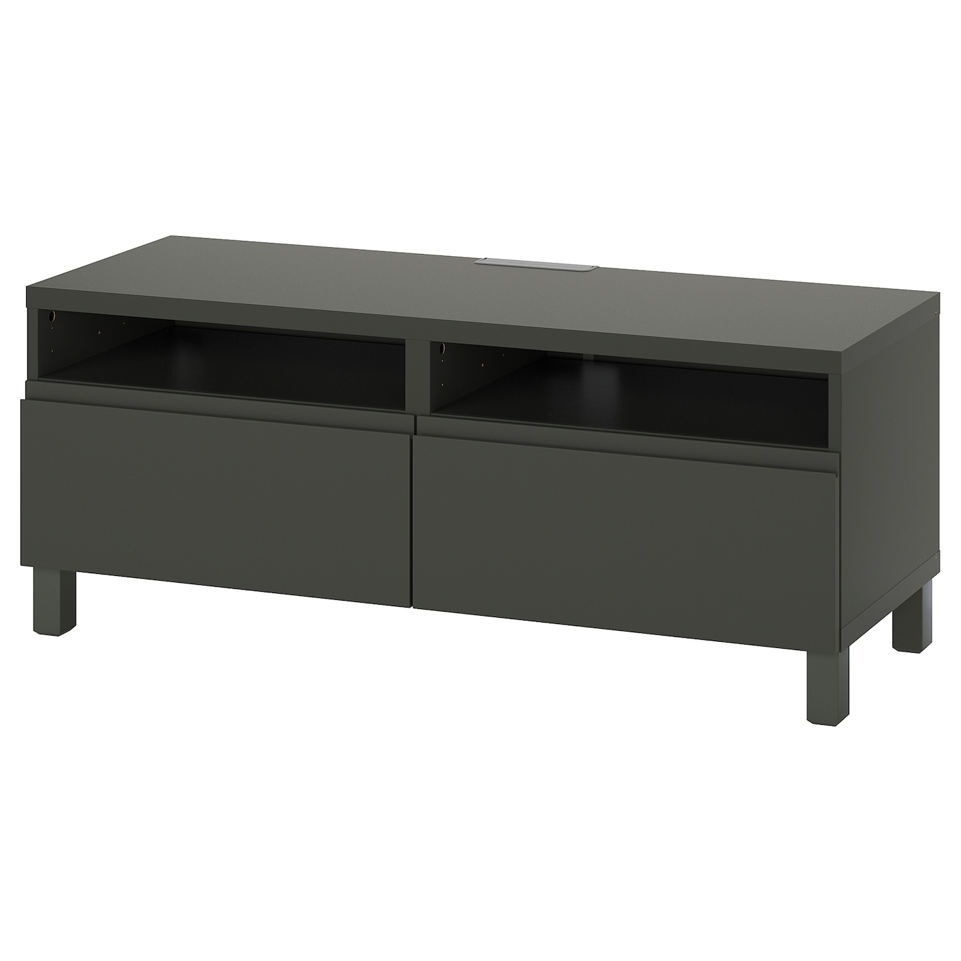 IKEA BESTÅ ława TV z szufladami, ciemnoszary/Västerviken/Stubbarp ciemnoszary, 120x42x48 cm
