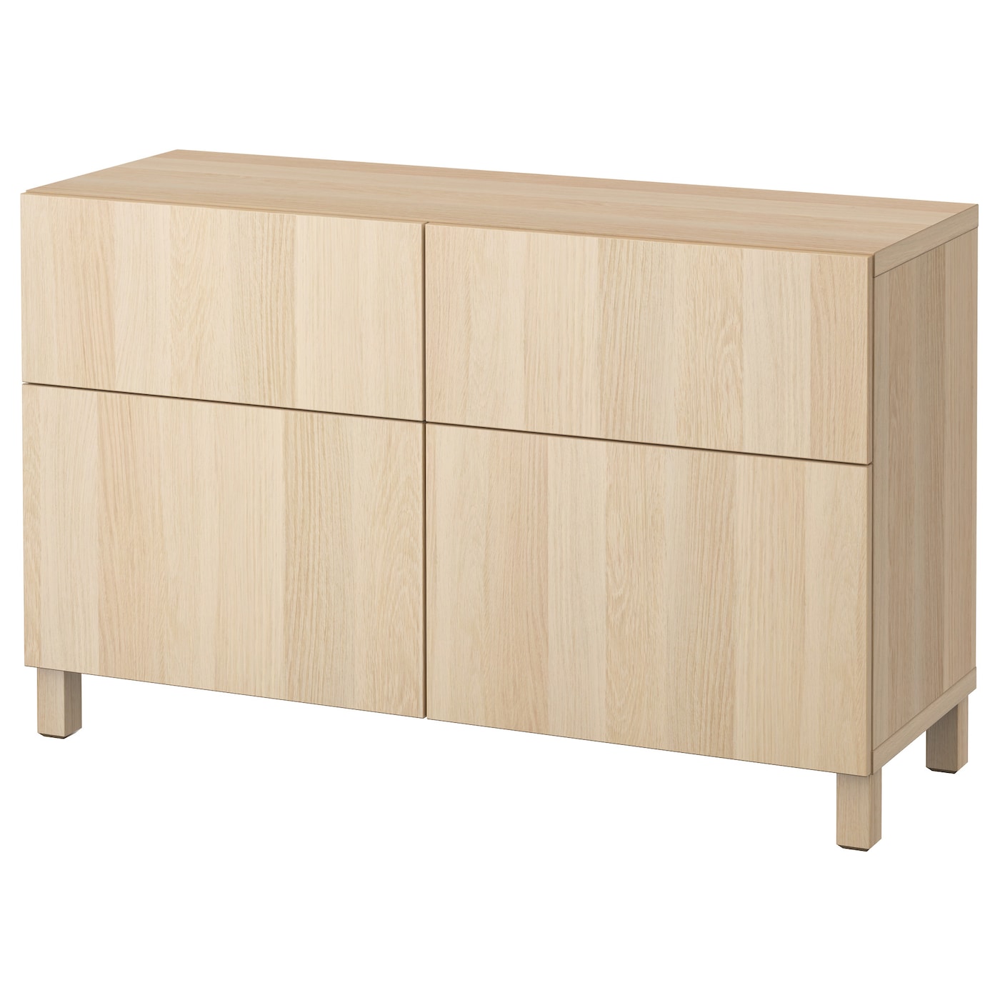 IKEA BESTÅ kombinacja regałowa z drzw/szuf, imitacja dębu bejcowanego na biało/Lappviken/Stubbarp imitacja dębu bejcowanego na biało, 120x42x74 cm