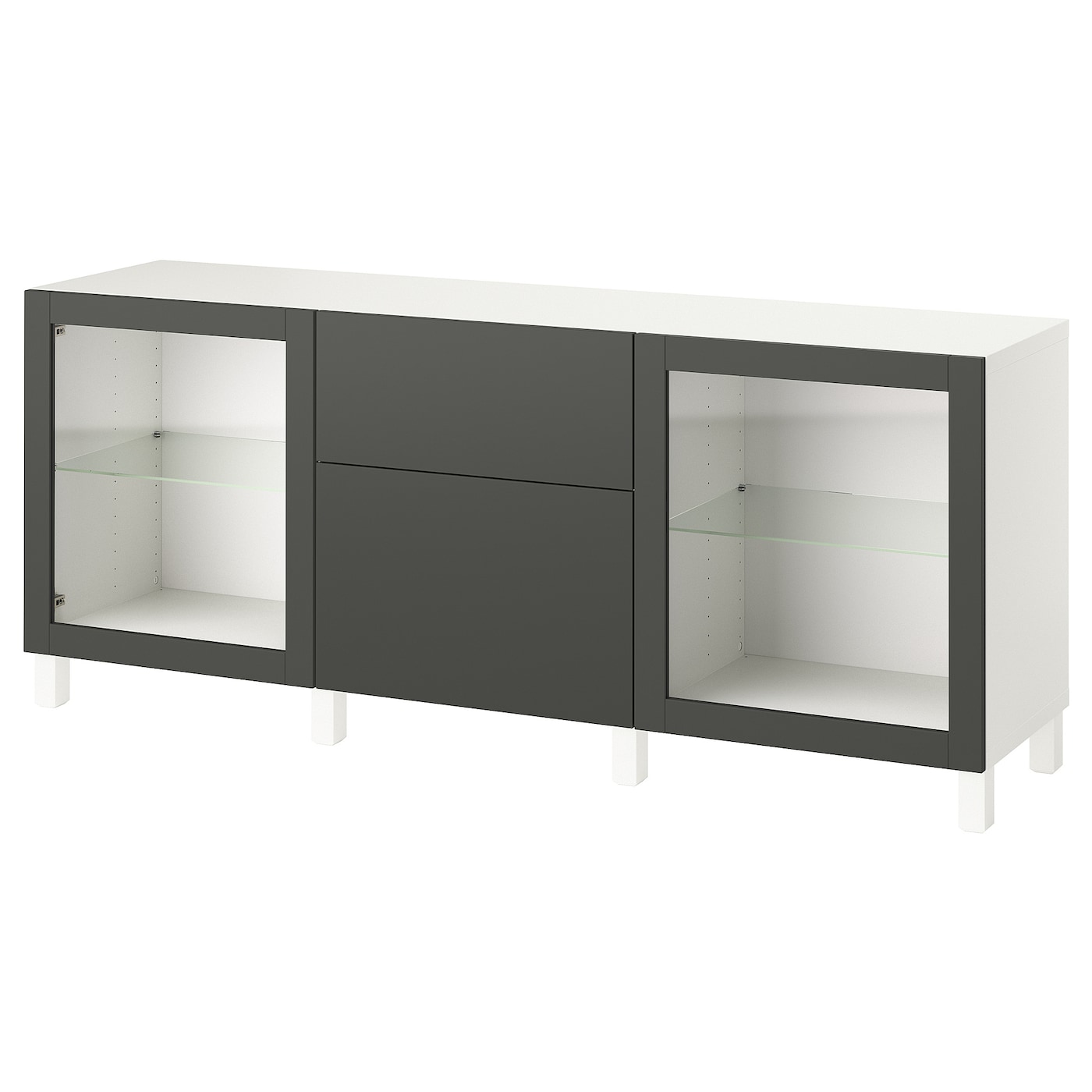 IKEA BESTÅ kombinacja z szufladami, biały Lappviken/Sindvik/Stubbarp ciemnoszary, 180x42x74 cm