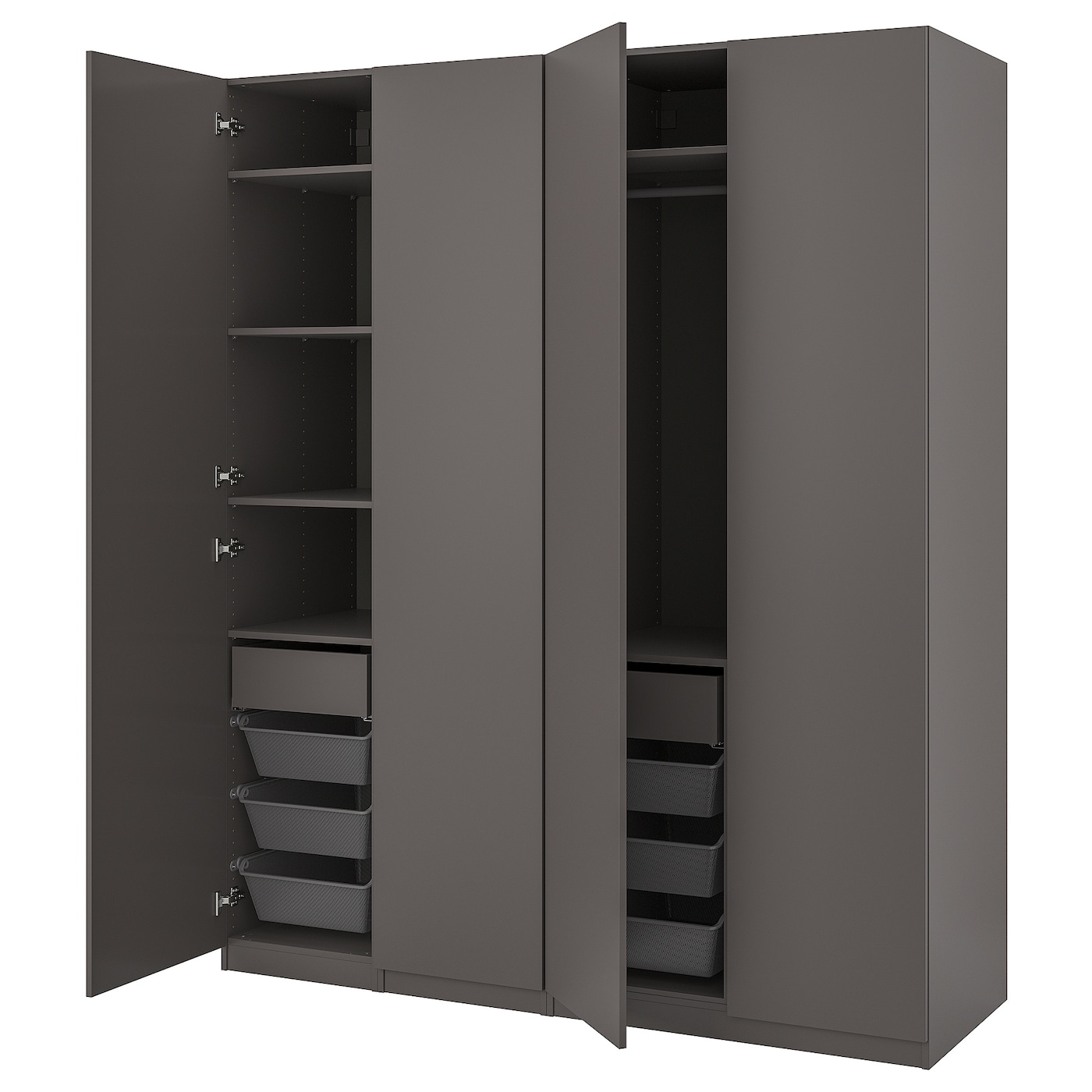 IKEA PAX / FORSAND kombinacja szafy, ciemnoszary/ciemnoszary, 200x60x236 cm