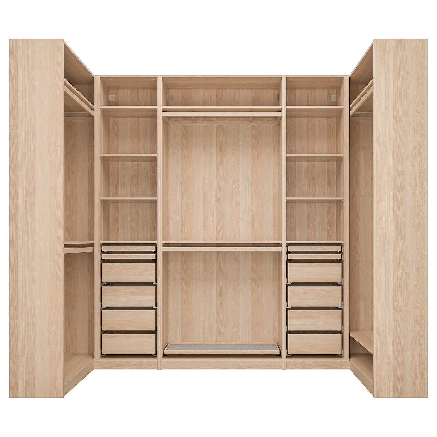 IKEA PAX szafa narożna, imitacja dębu bejcowanego na biało, 113/276/113x236 cm