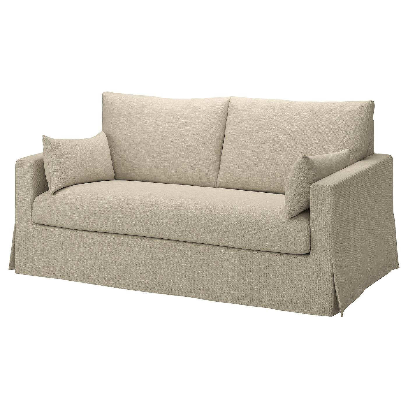 IKEA HYLTARP sofa 2-osobowa, rozkładana, Hemmesta jasnobeżowy, Wysokość podłokietnika: 63 cm