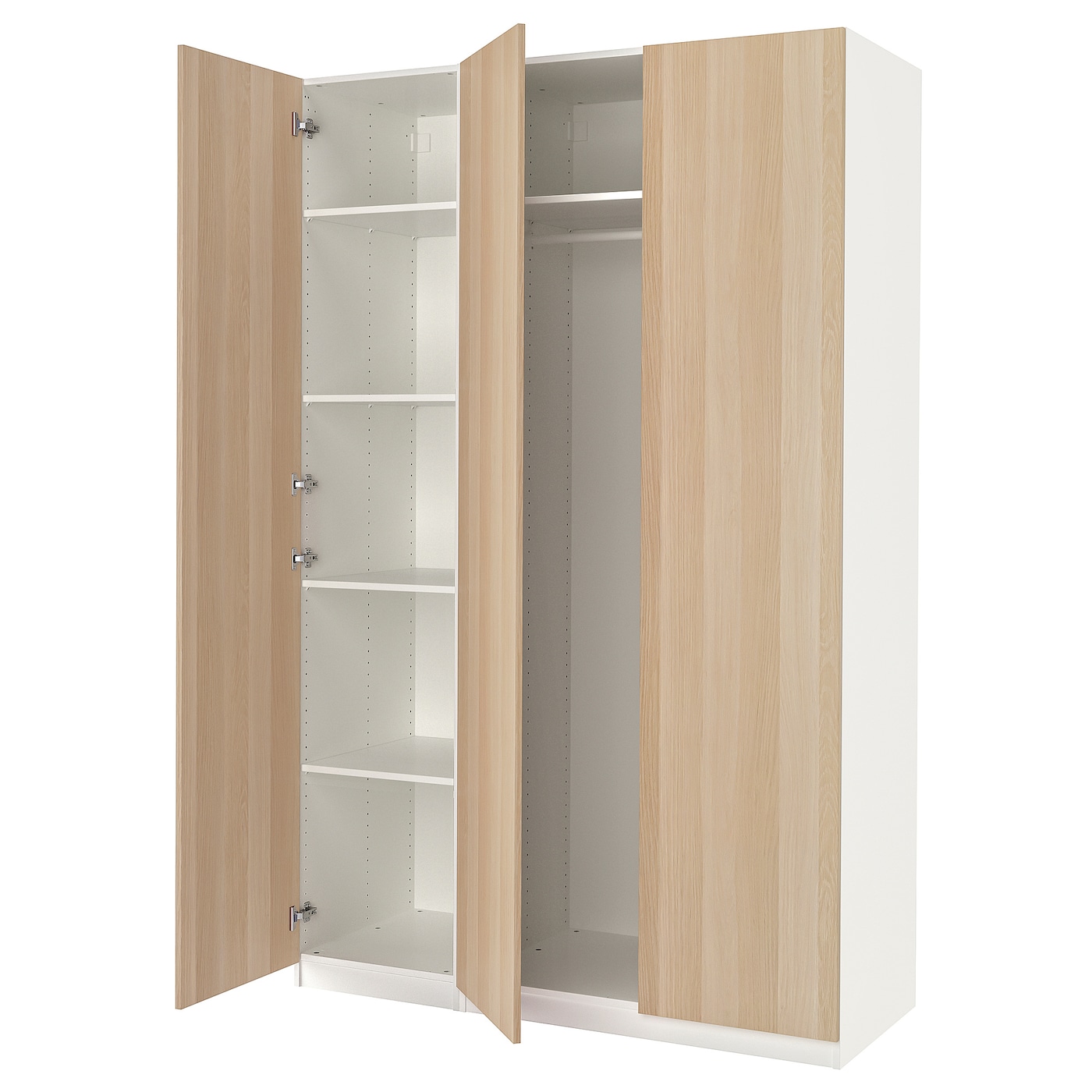 IKEA PAX / FORSAND kombinacja szafy, biały/imitacja dębu bejcowanego na biało, 150x60x236 cm