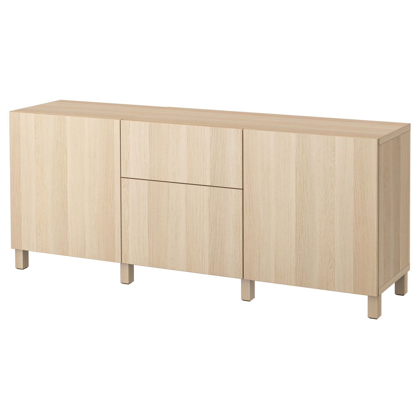 IKEA BESTÅ kombinacja z szufladami, imitacja dębu bejcowanego na biało/Lappviken/Stubbarp imitacja dębu bejcowanego na biało, 180x42x74 cm