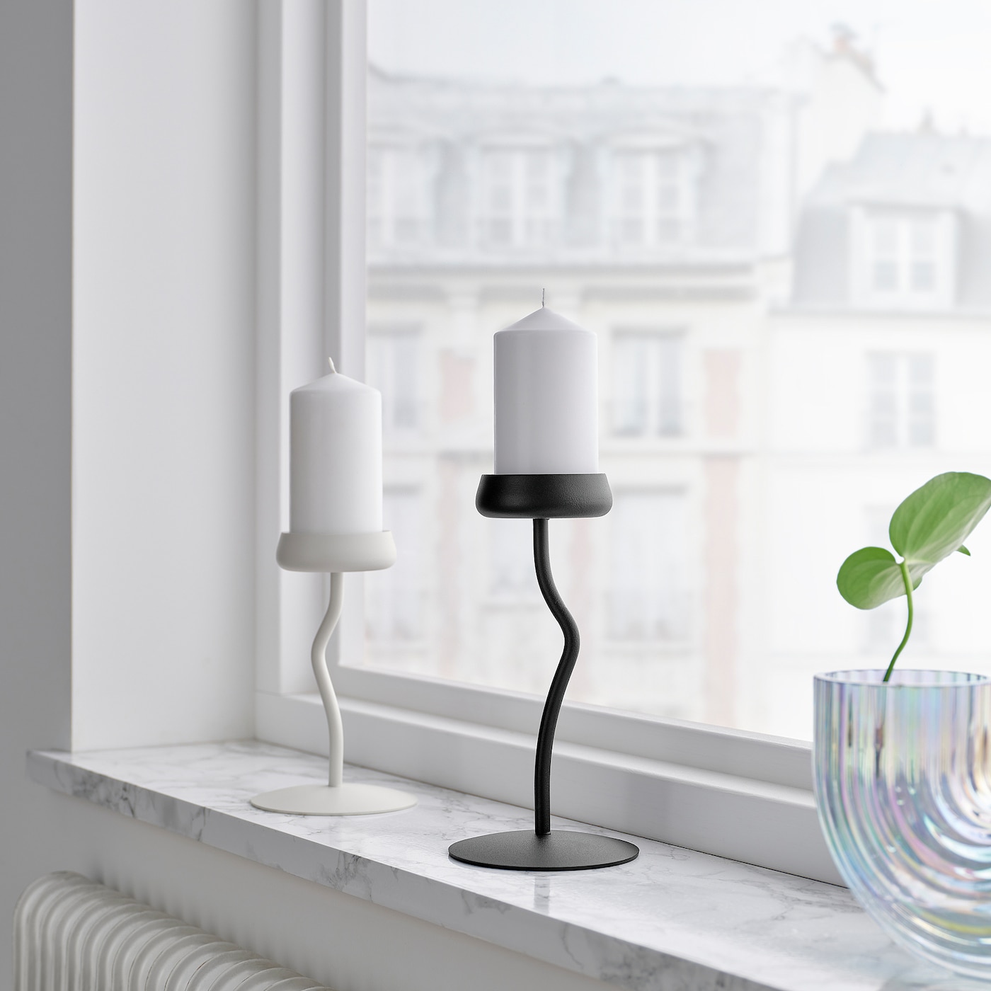 IKEA SILVERPÄRON świecznik na świecę kolumnową, biały, 20 cm