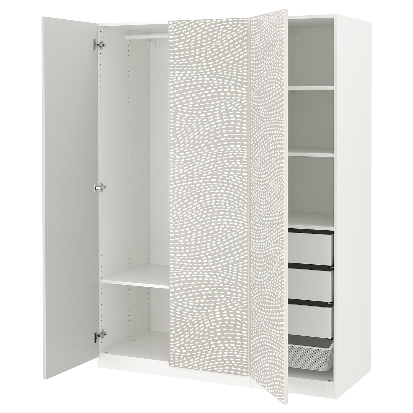 IKEA PAX / MISTUDDEN kombinacja szafy, biały/szary wzór, 150x60x201 cm