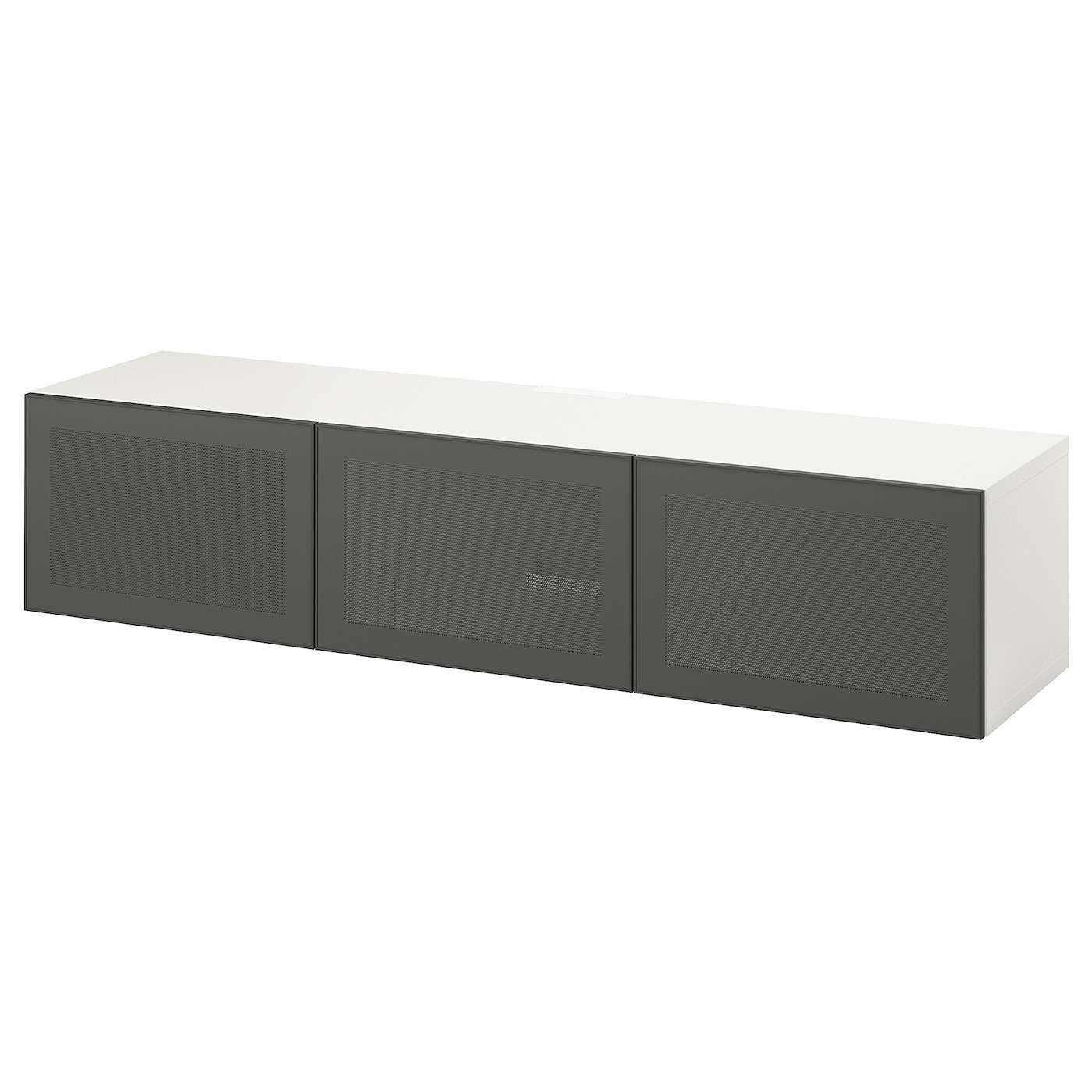 IKEA BESTÅ ława TV z drzwiami, biały/Mörtviken ciemnoszary, 180x42x38 cm