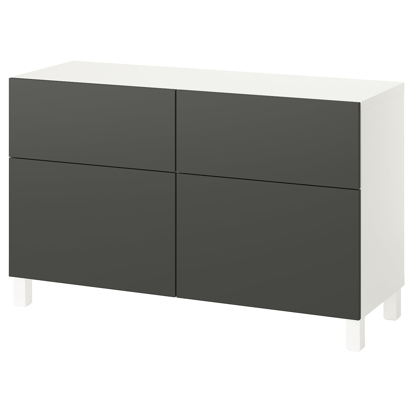 IKEA BESTÅ kombinacja regałowa z drzw/szuf, biały/Lappviken/Stubbarp ciemnoszary, 120x42x74 cm