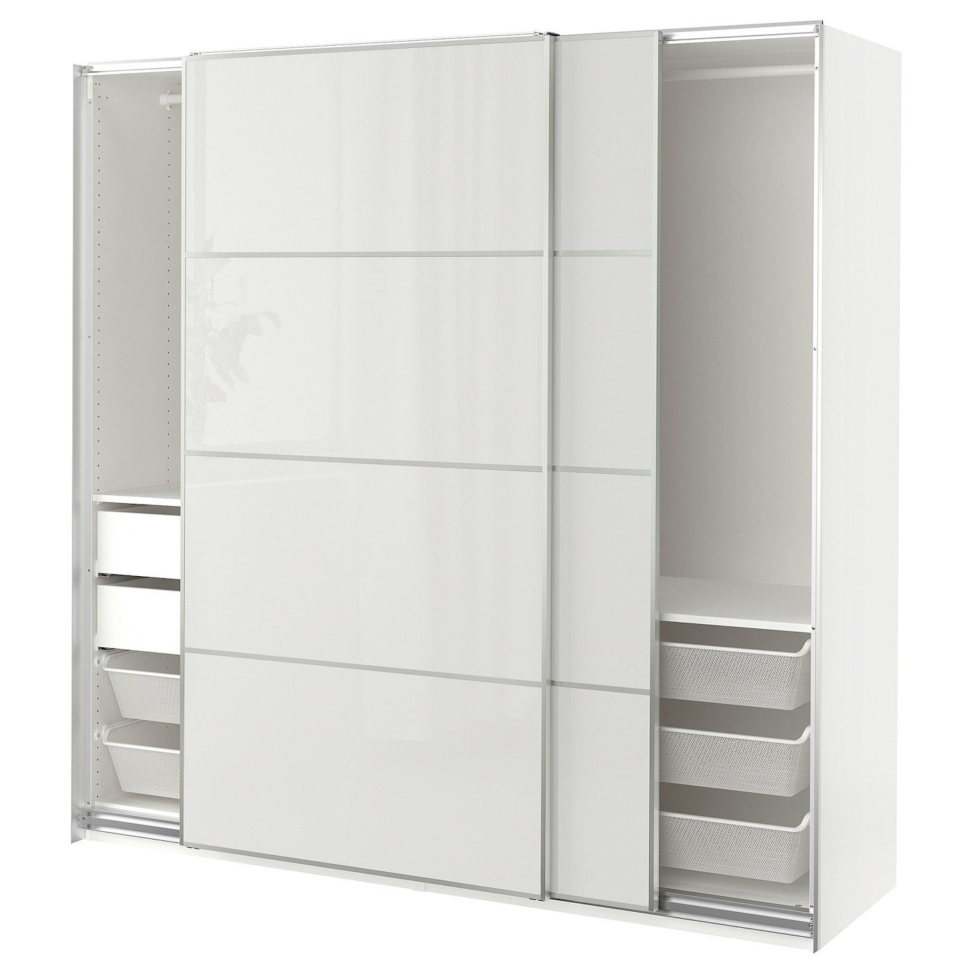 IKEA PAX / HOKKSUND kombinacja szafy, biały/połysk jasnoszary, 200x66x201 cm