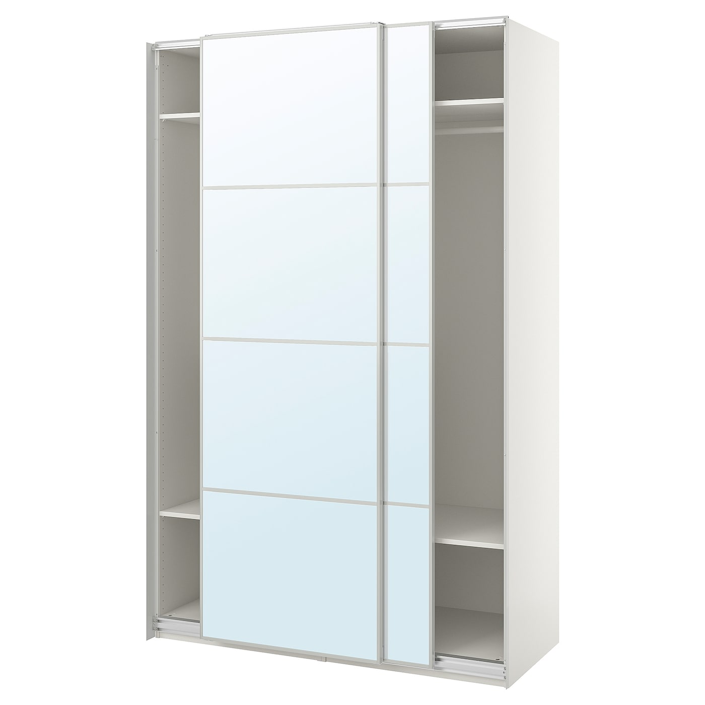 IKEA PAX / AULI szafa z przesuwanymi drzwiami, biały/lustro, 150x66x236 cm