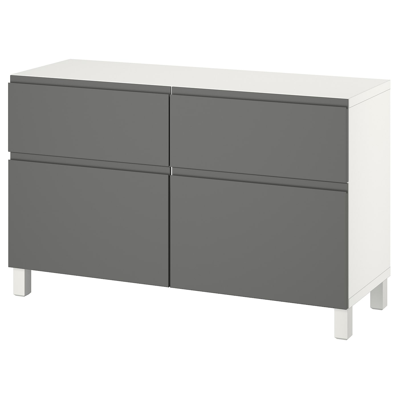 IKEA BESTÅ kombinacja regałowa z drzw/szuf, biały/Västerviken/Stubbarp ciemnoszary, 120x42x74 cm