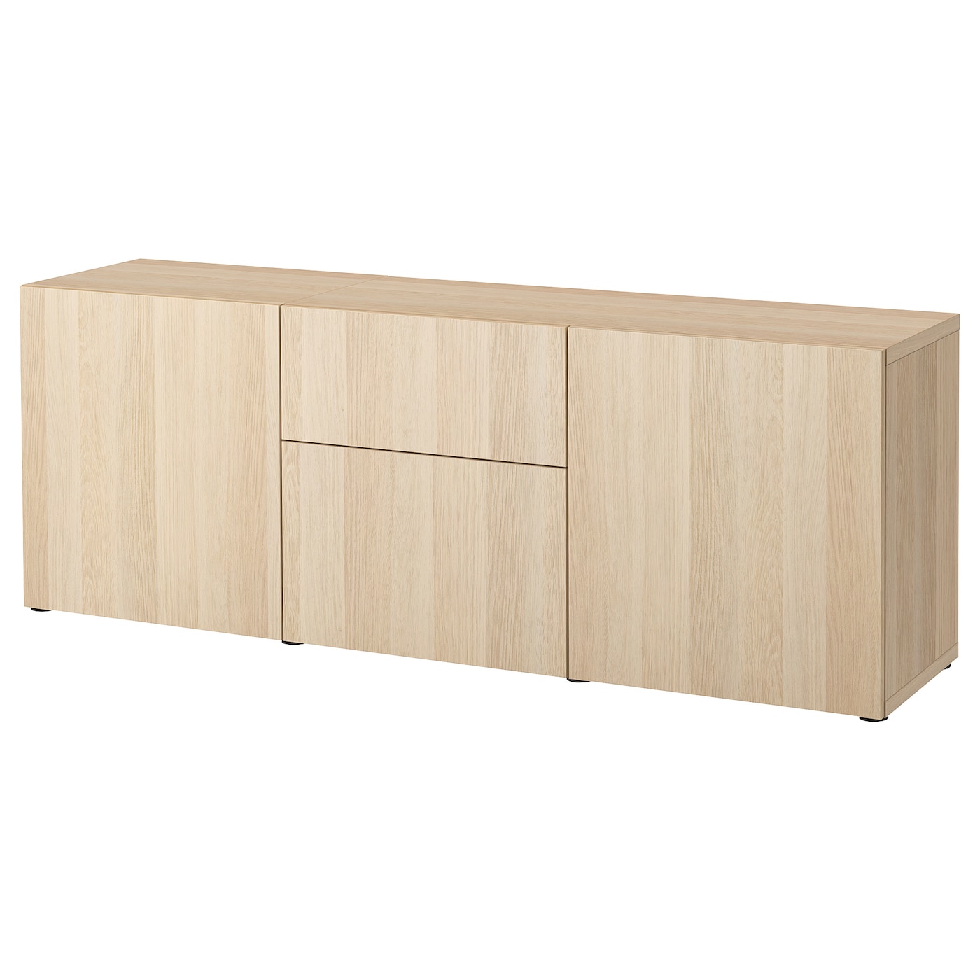 IKEA BESTÅ kombinacja z szufladami, imitacja dębu bejcowanego na biało/Lappviken imitacja dębu bejcowanego na biało, 180x42x65 cm