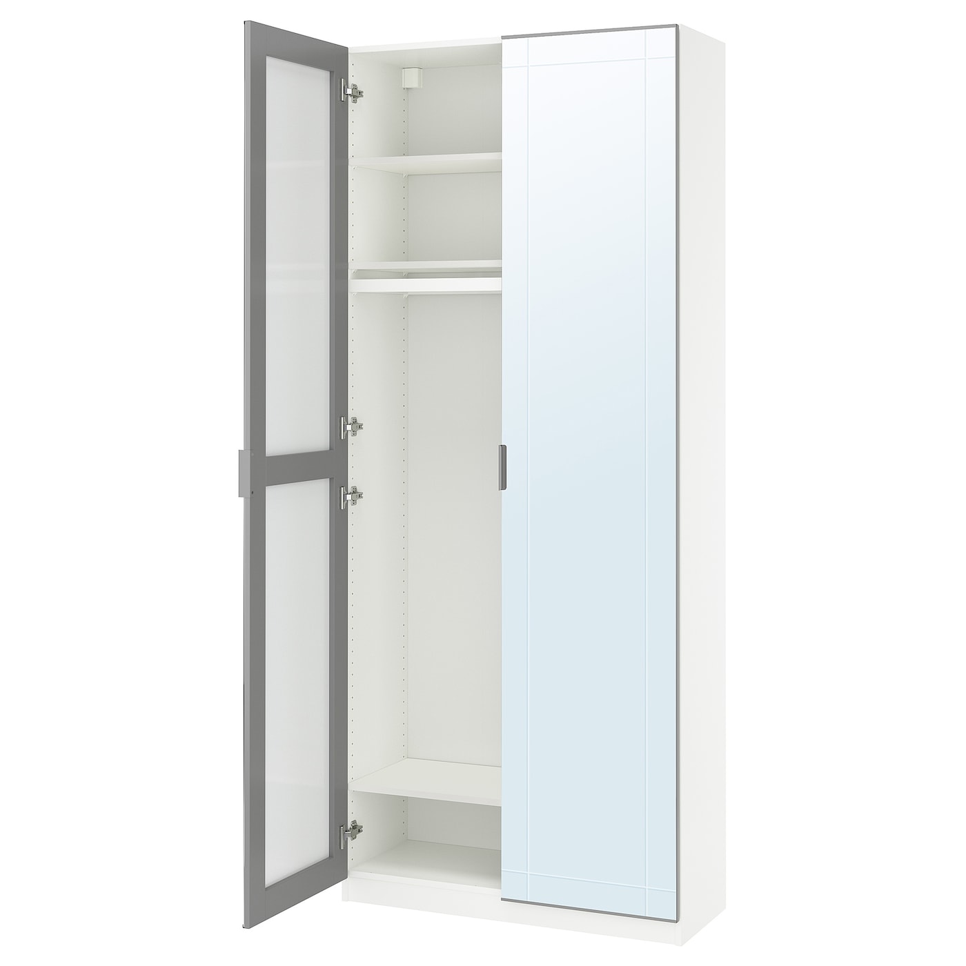 IKEA PAX / KAMMARTORP kombinacja szafy, biały/lustro biały, 100x38x236 cm