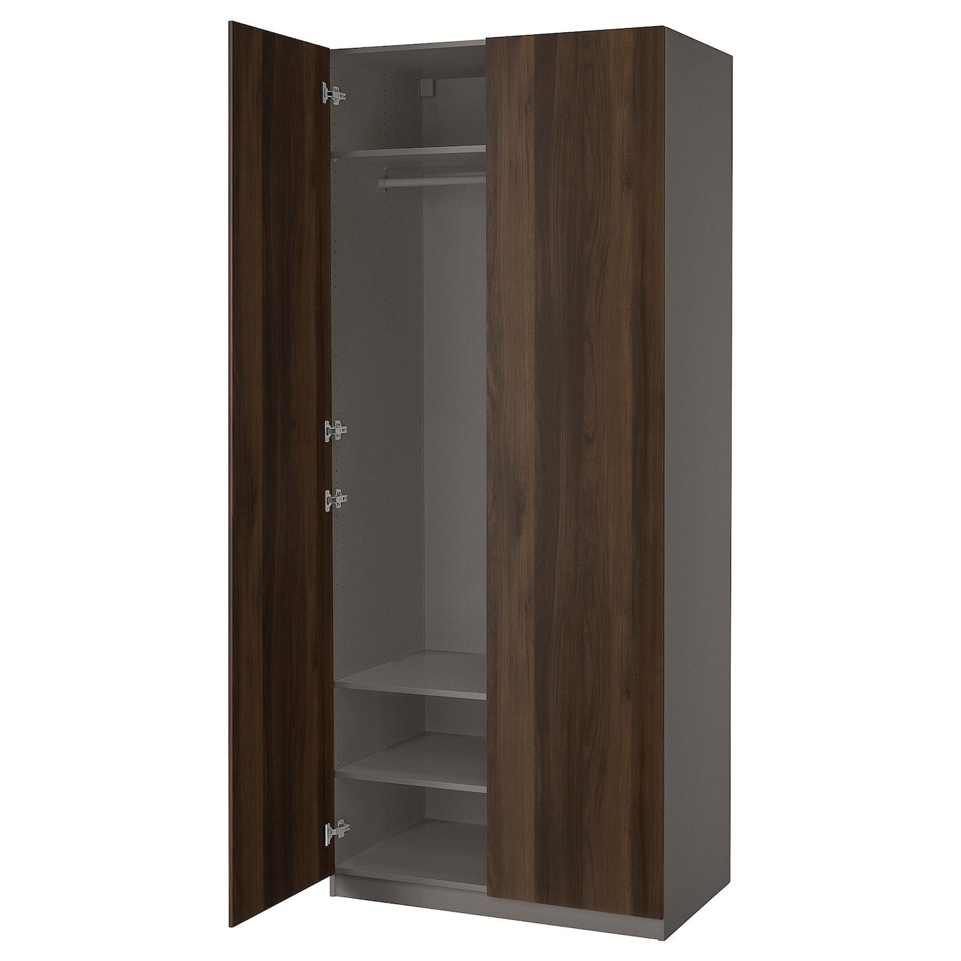IKEA PAX / STORKLINTA kombinacja szafy, ciemnoszary/ciemnobrązowy bejcowany dąb, imitacja, 100x60x236 cm