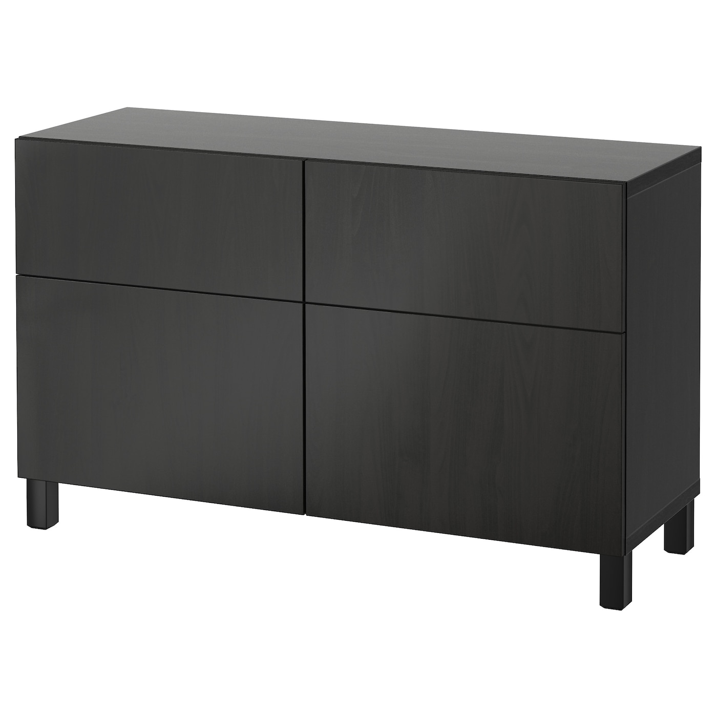 IKEA BESTÅ kombinacja regałowa z drzw/szuf, czarnybrąz/Lappviken/Stubbarp czarnybrąz, 120x42x74 cm
