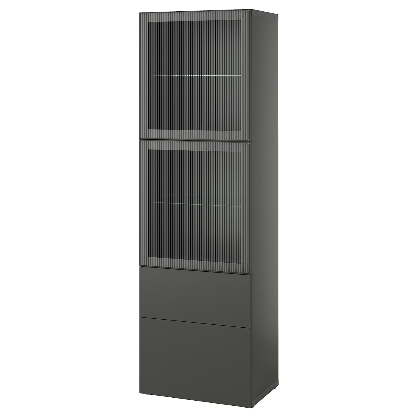 IKEA BESTÅ regał/szklane drzwi, ciemnoszary Lappviken/Fällsvik antracyt, 60x42x193 cm