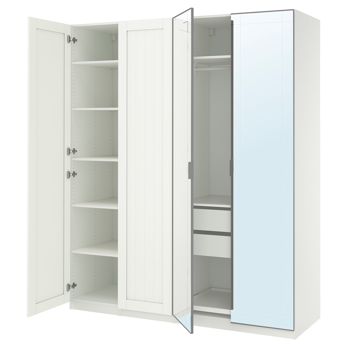IKEA PAX / KAMMARTORP/GULLABERG kombinacja szafy, biały lustro/szary biały, 200x60x236 cm