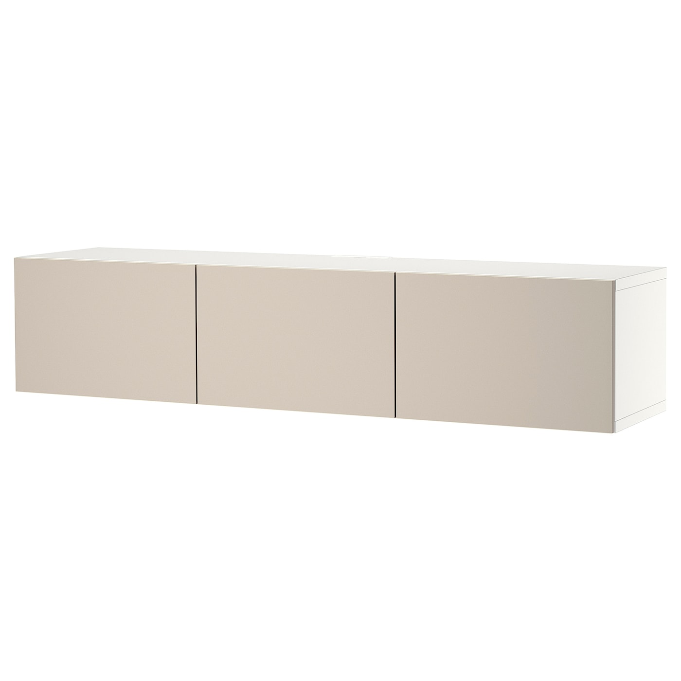 IKEA BESTÅ ława TV z drzwiami, biały/Lappviken jasnoszary/beżowy, 180x42x38 cm