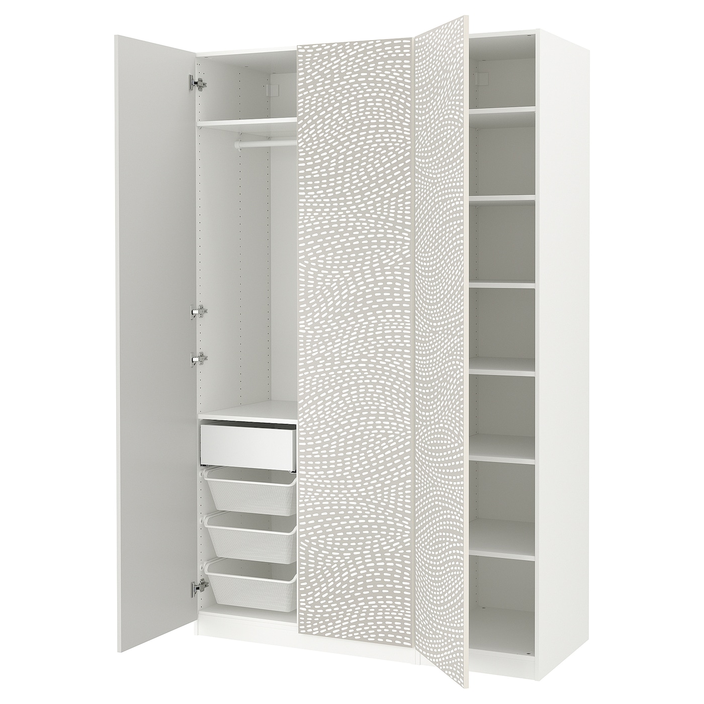 IKEA PAX / MISTUDDEN kombinacja szafy, biały/szary wzór, 150x60x236 cm
