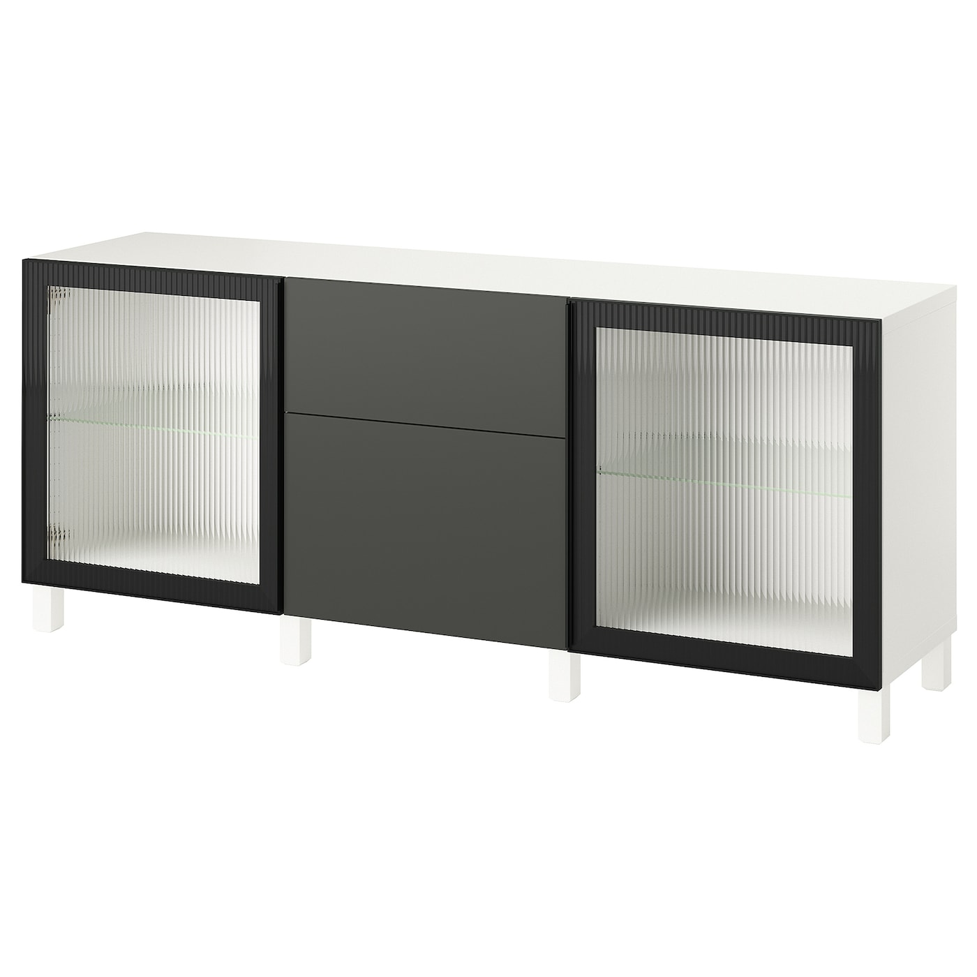 IKEA BESTÅ kombinacja z szufladami, biały Lappviken/Stubbarp/Fällsvik antracyt, 180x42x74 cm