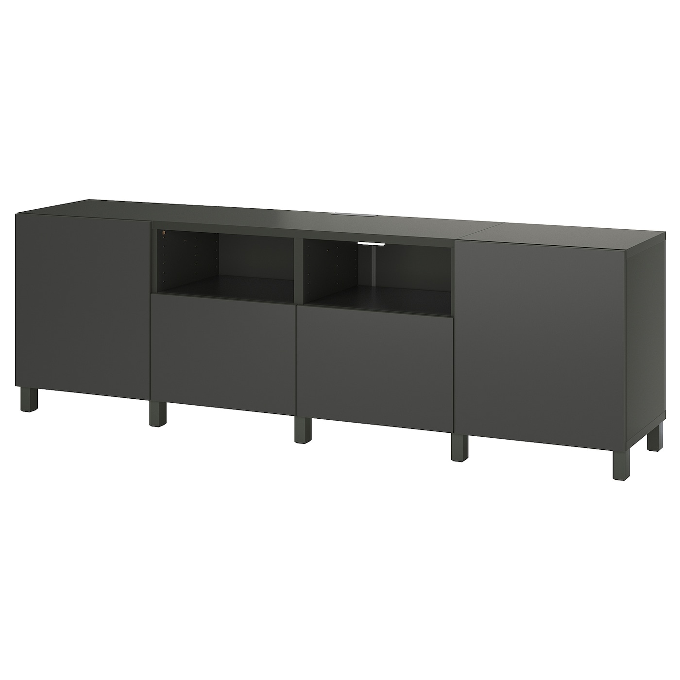 IKEA BESTÅ ława TV z drzwiami i szufladami, ciemnoszary/Lappviken/Stubbarp ciemnoszary, 240x42x74 cm