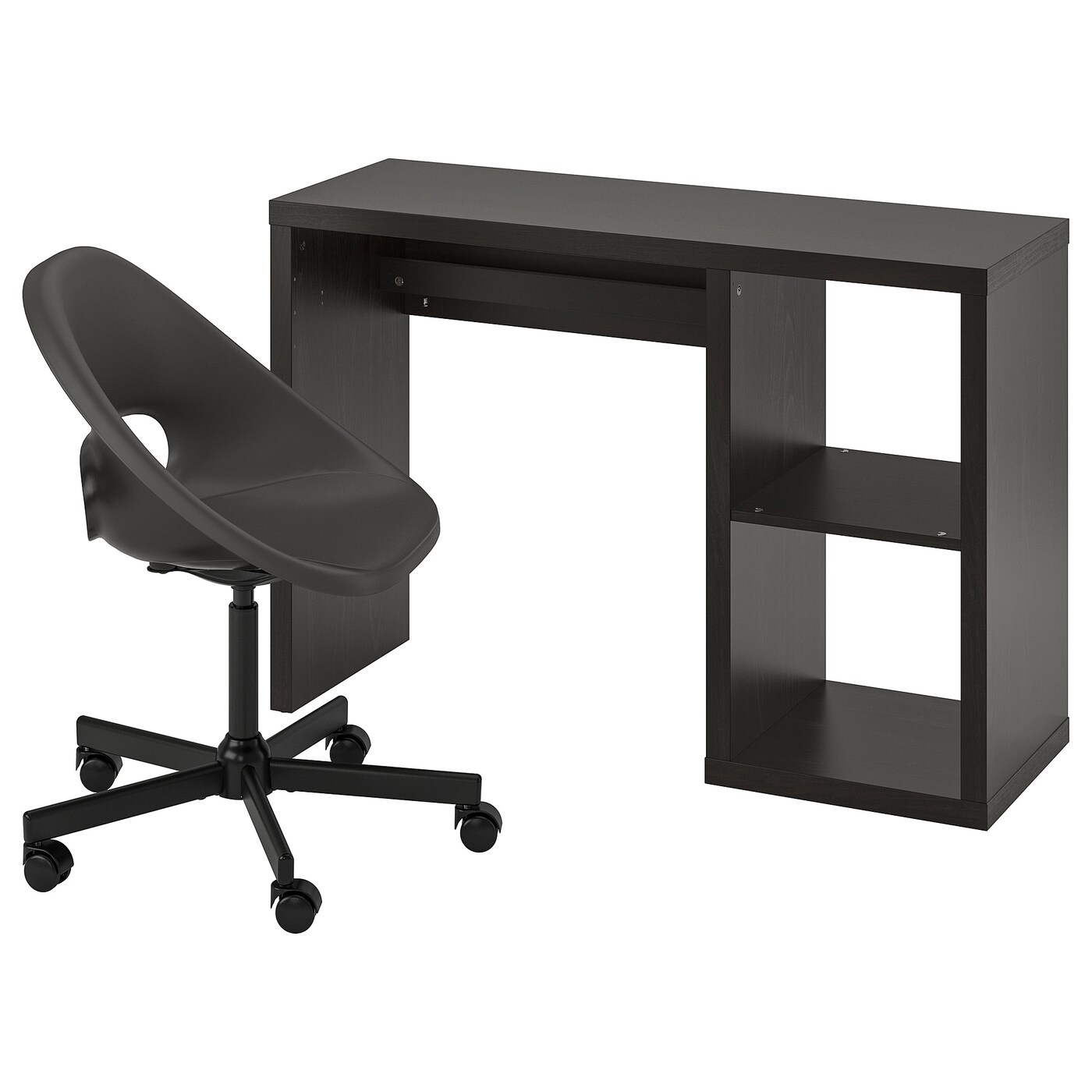 IKEA KALLAX / ELDBERGET biurko i krzesło, czarnobrąz/ciemnoszary czarny